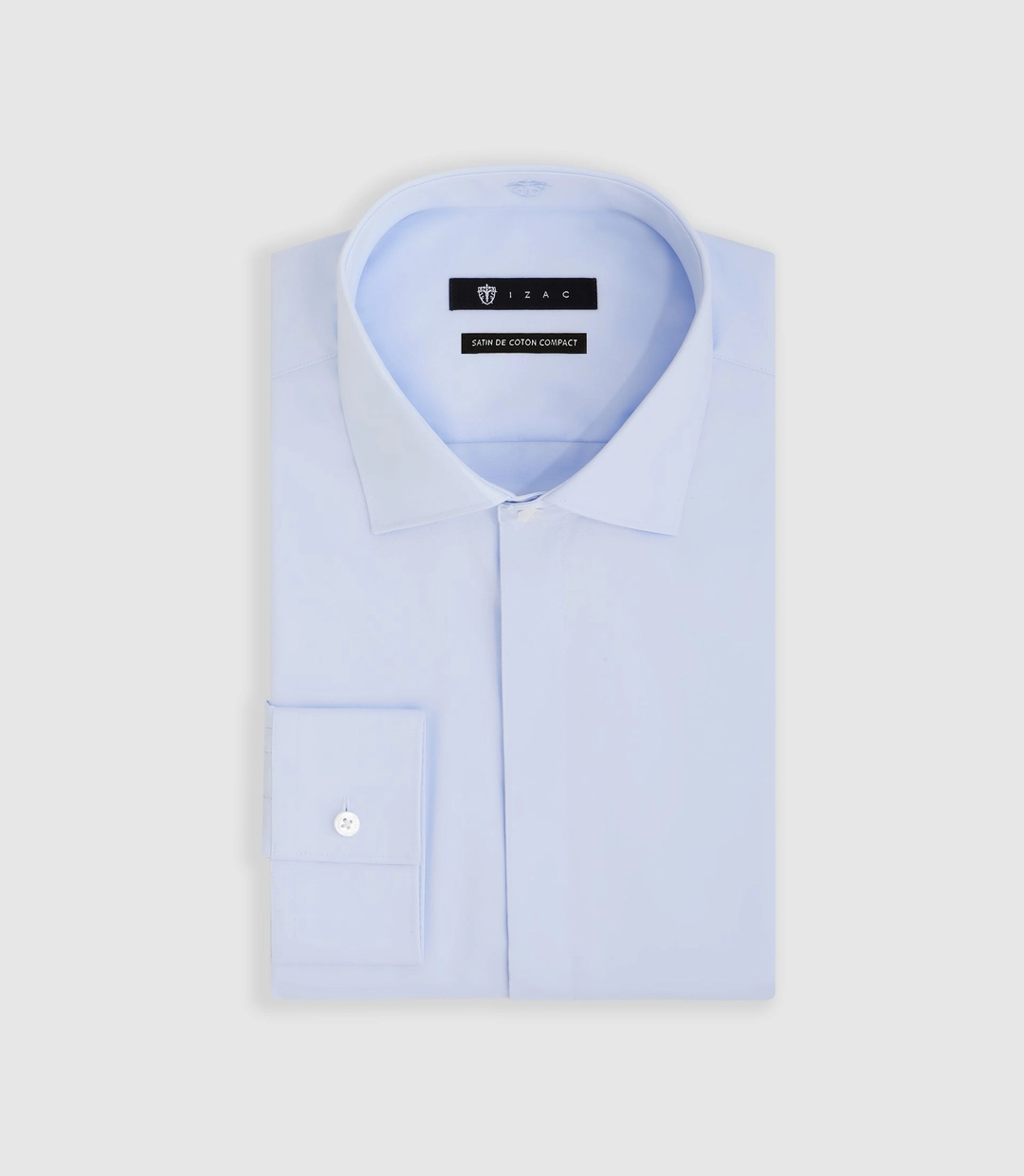 IZAC - Chemise en satin de coton ciel ''Satincache''