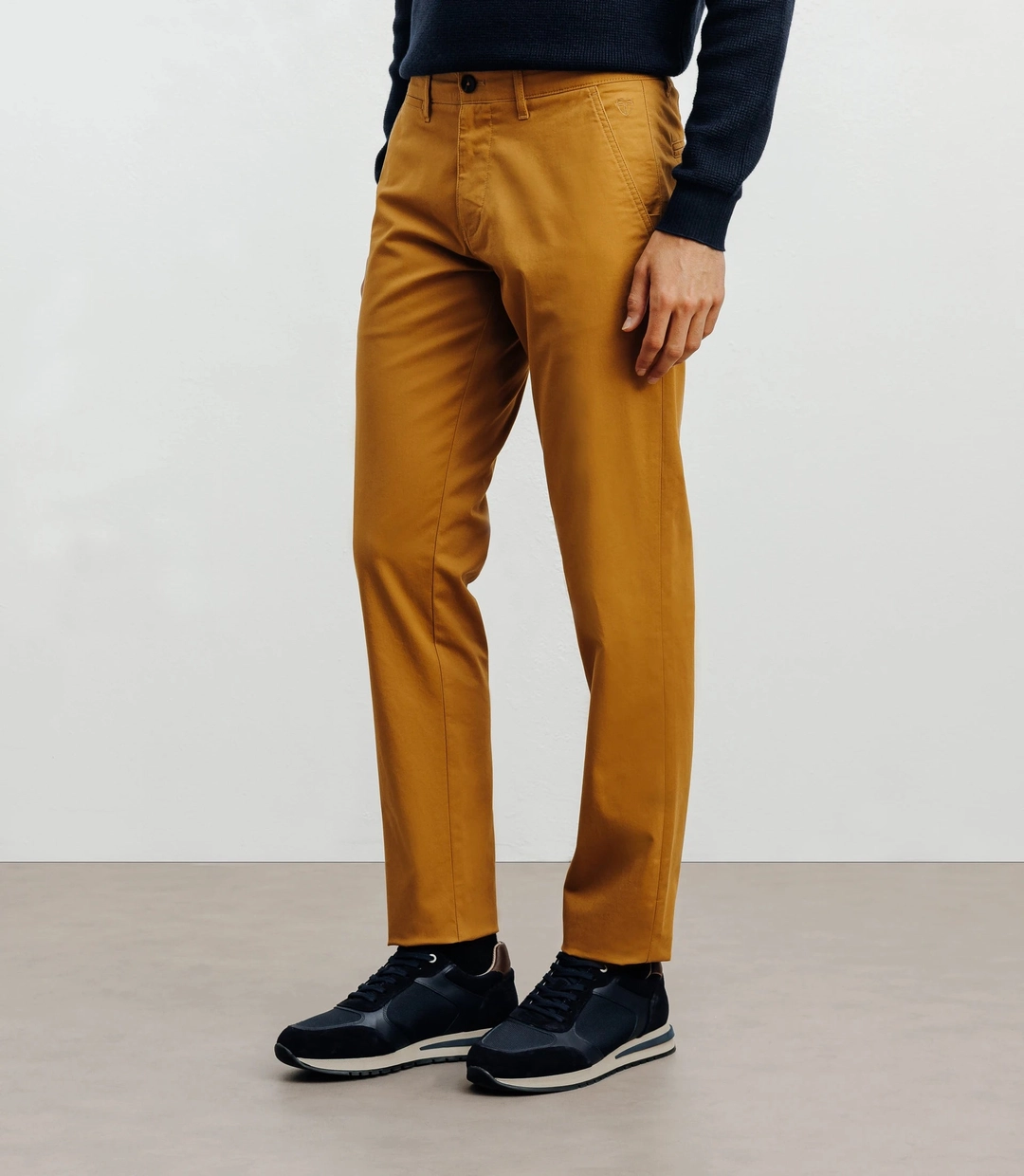 IZAC - Pantalon coton stretch camel foncé