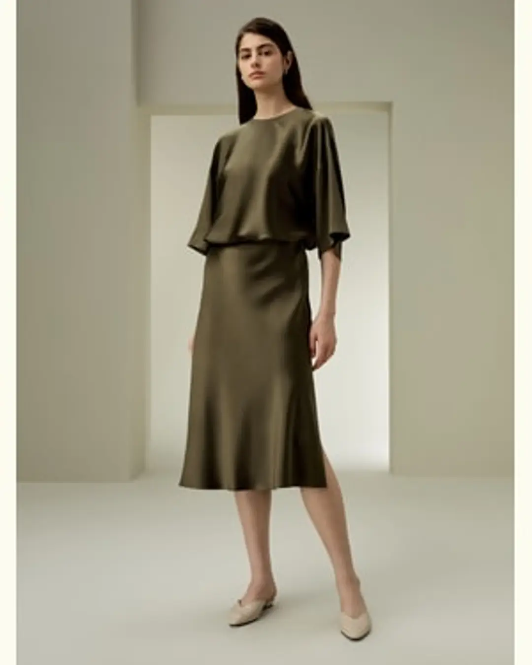 LILYSILK Jupe Midi Soie Une Mode Élégante Et Confortable 100% Soie De Mûrier Sophistiqué Et Élégant Coupe Naturelle Pin 42