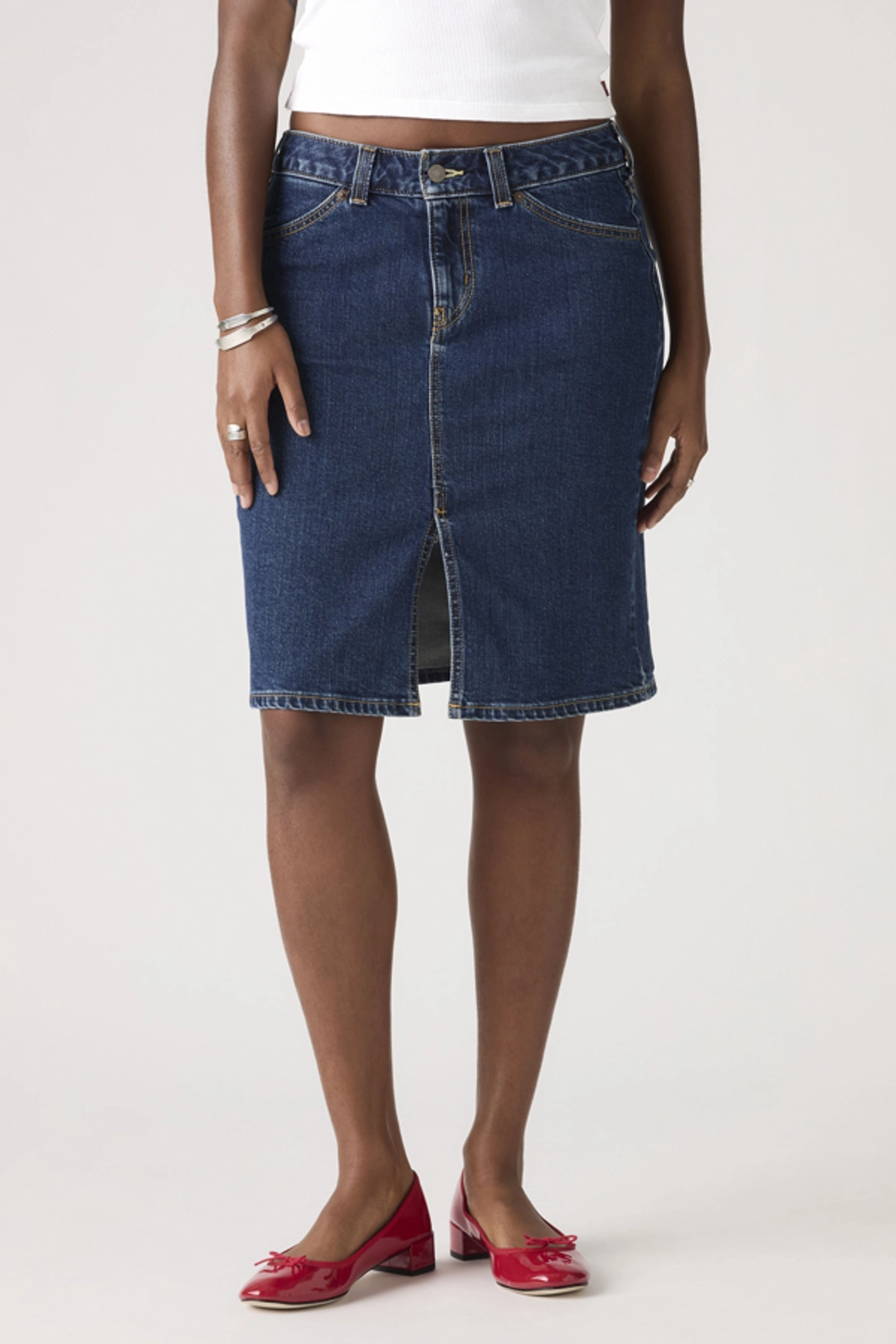 Levi's Jupe Mi Longue Low - Femme - Bleu / Mosey Mid Stone - 27 - 2