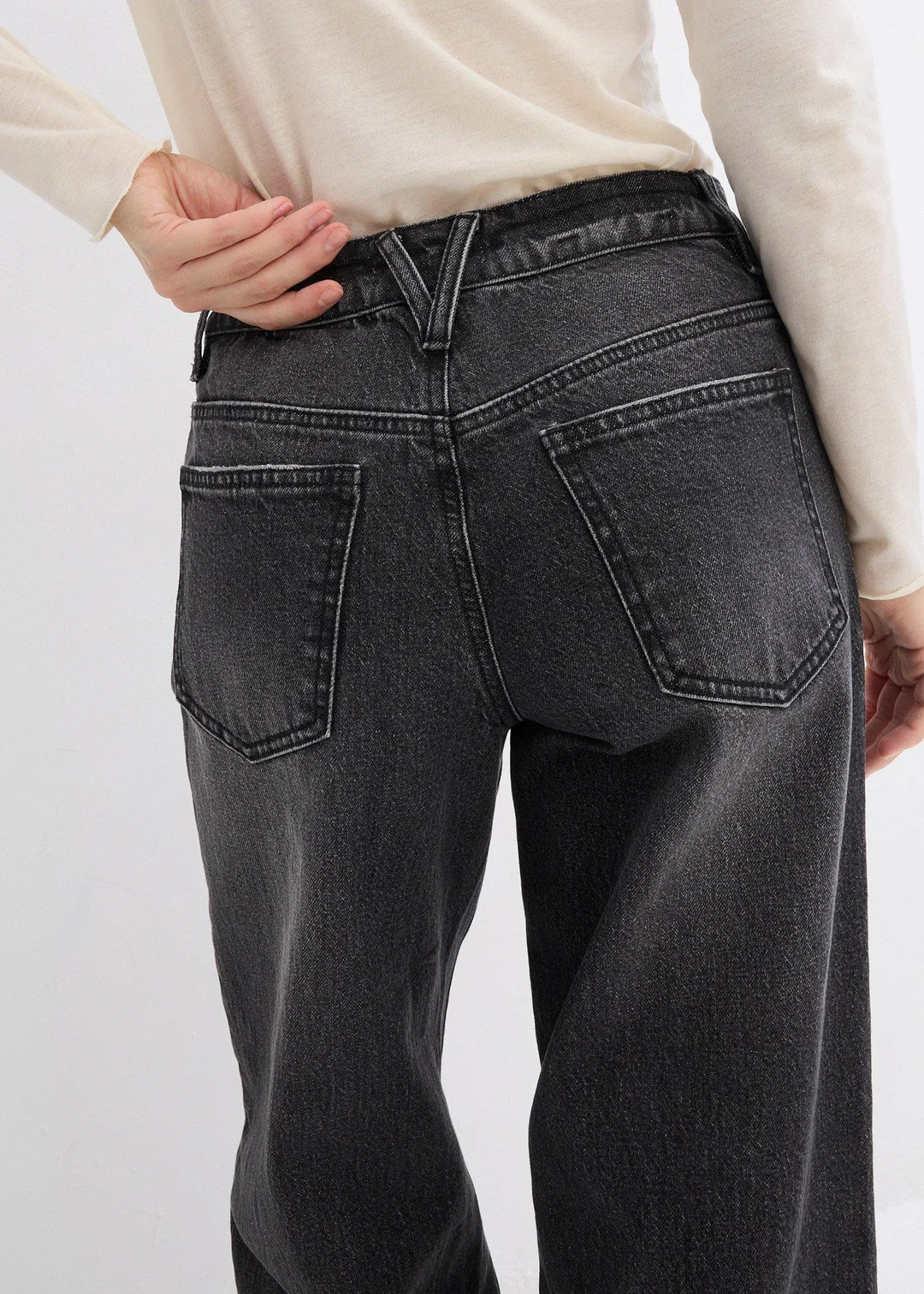 Jean large, taille mi-haute, peu extensible, longueur sol - 3