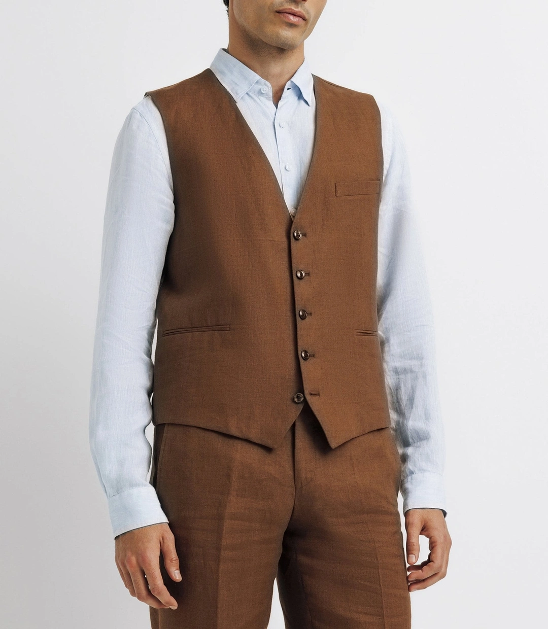 IZAC - Gilet ville 100% lin truffe
