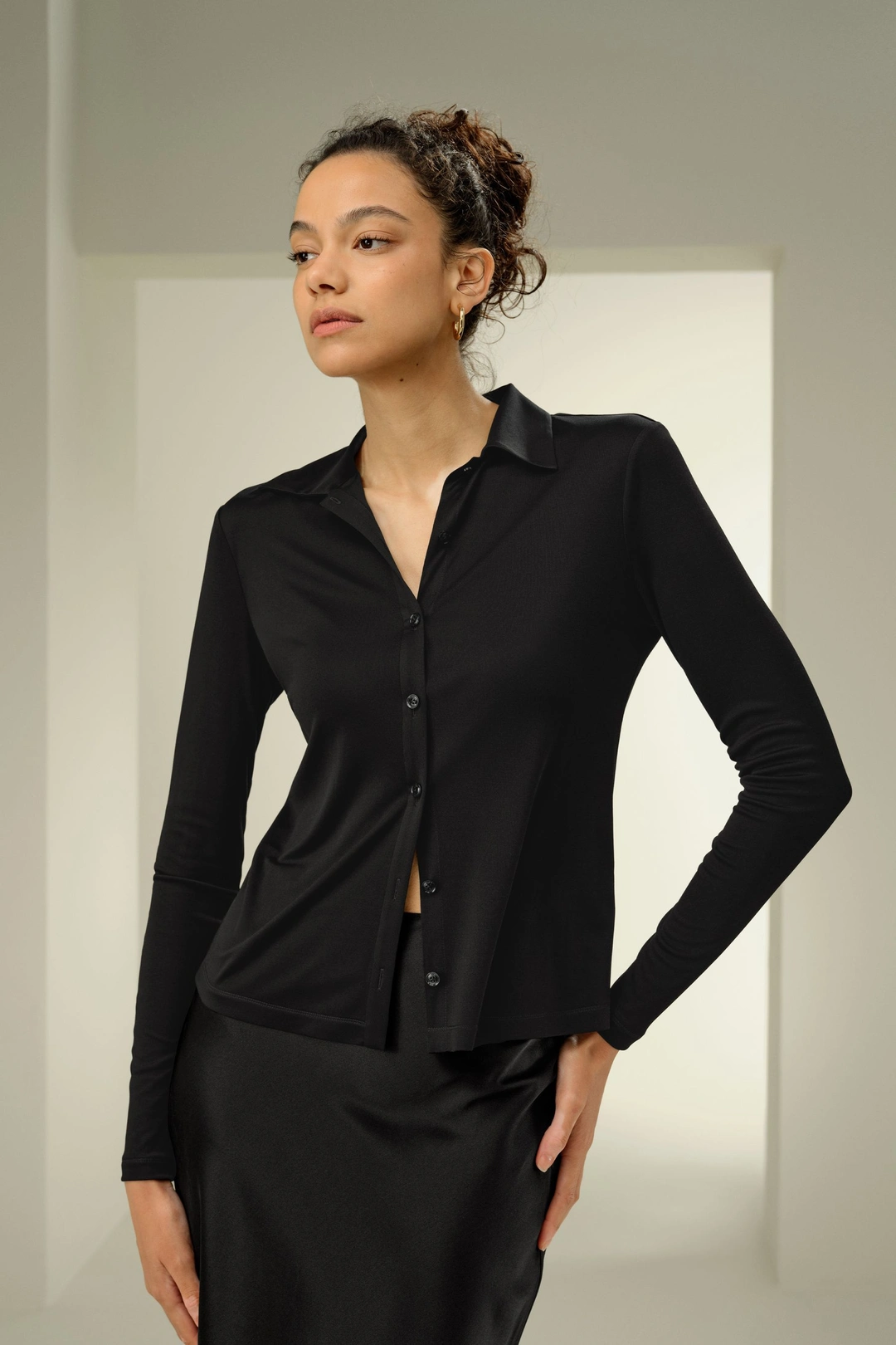 LILYSILK Chemisier Soie Coupe Ajustée Jersey De Soie Légèreté Luxueuse Coupe Régulière Cacao Xl