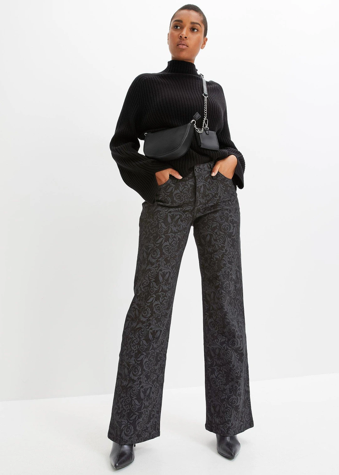 Jean large taille mi-haute à motif brillant - 2