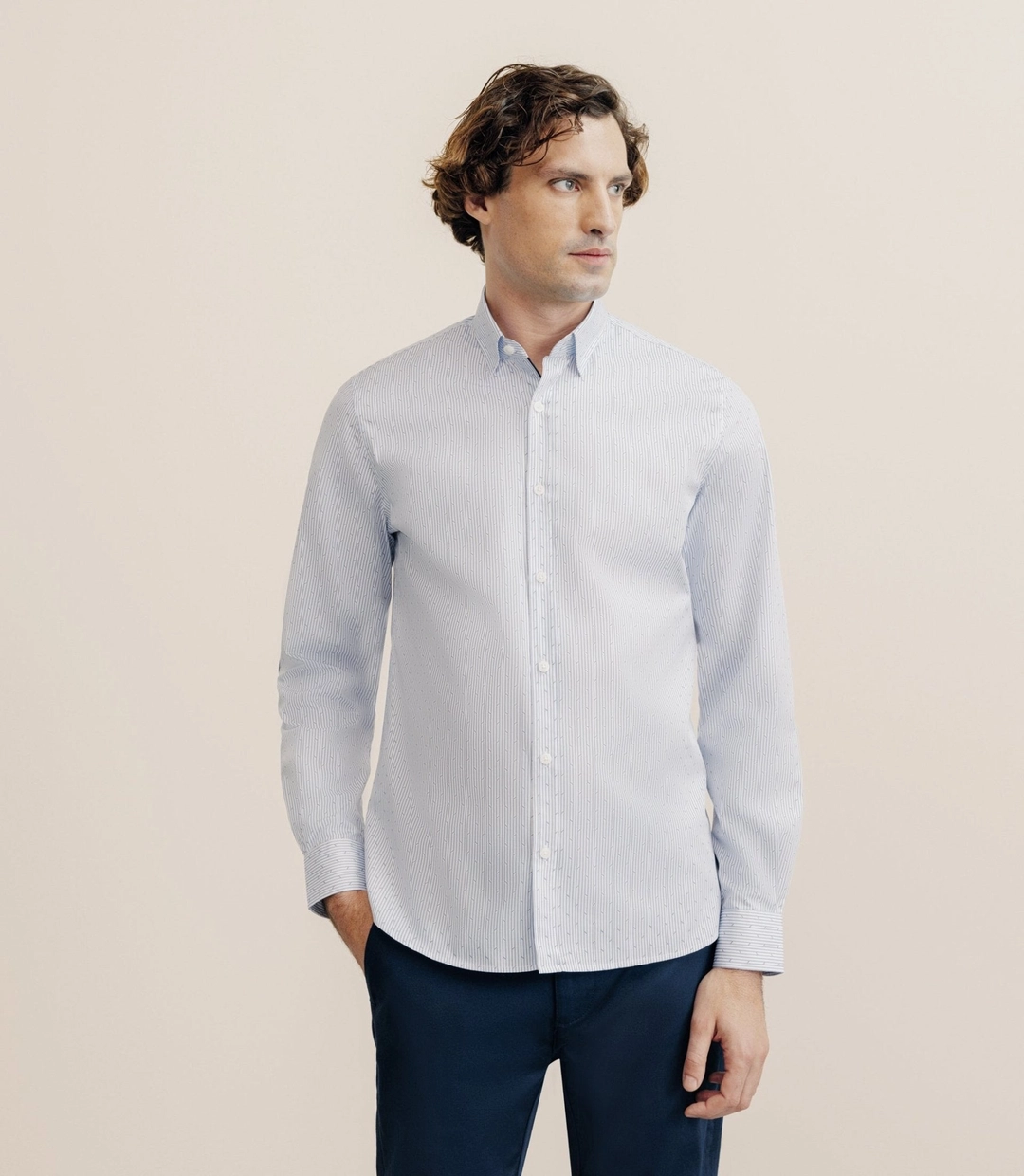 IZAC - Chemise 100% coton imprimée ciel