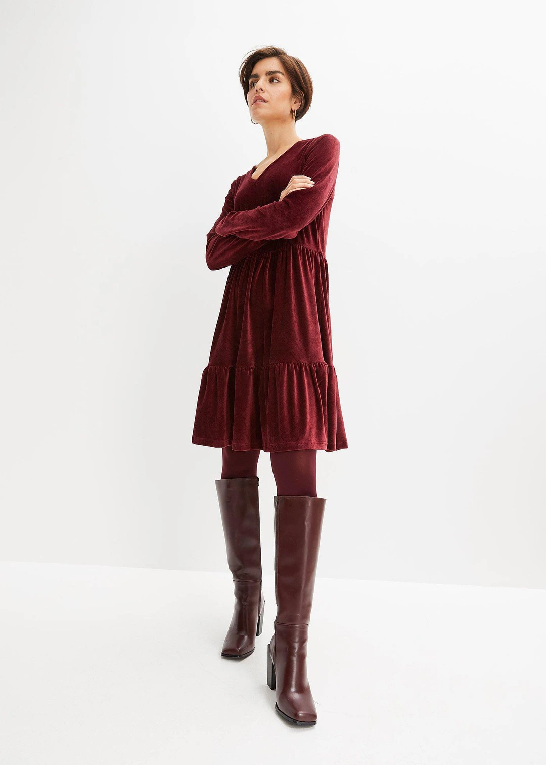 Robe courte en velours extensible - 2