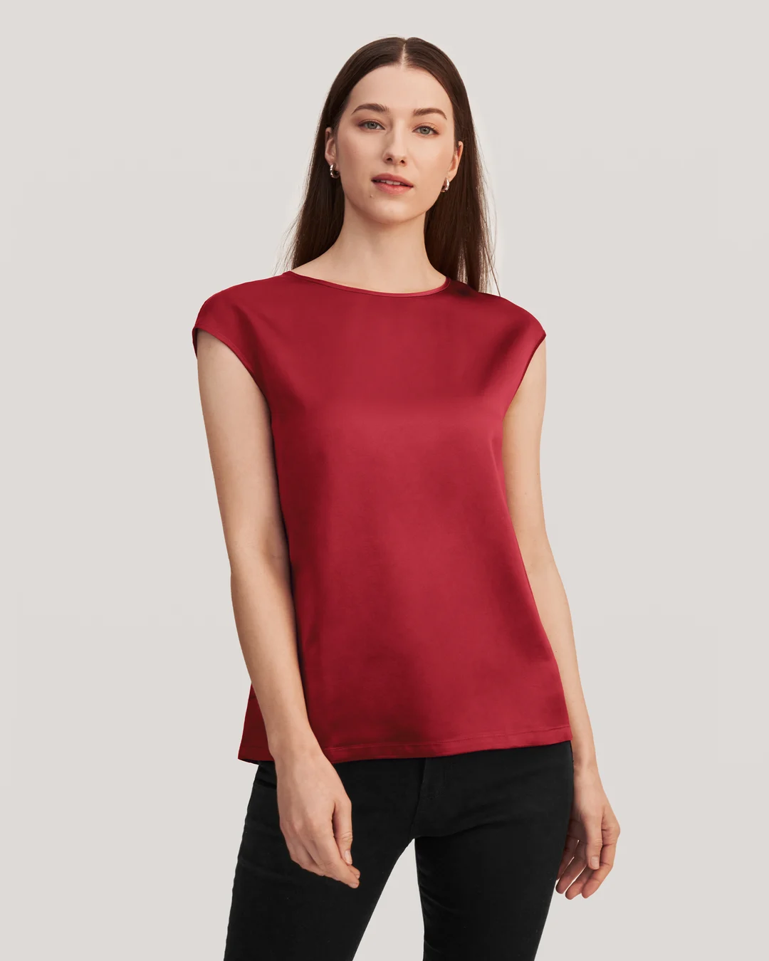 LILYSILK Tee Shirt Soie Femme Col Rond, Facile À Entretenir Charmeuse Soie Régulation De La Température T-Shirt Noir