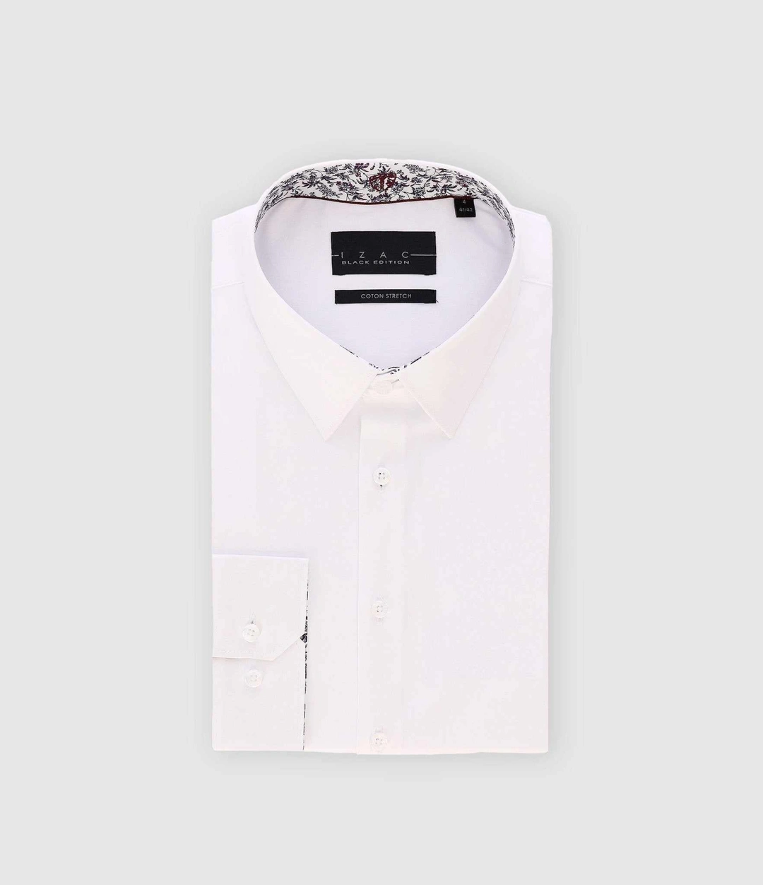 IZAC - Chemise slim unie blanche et bordeaux PENY