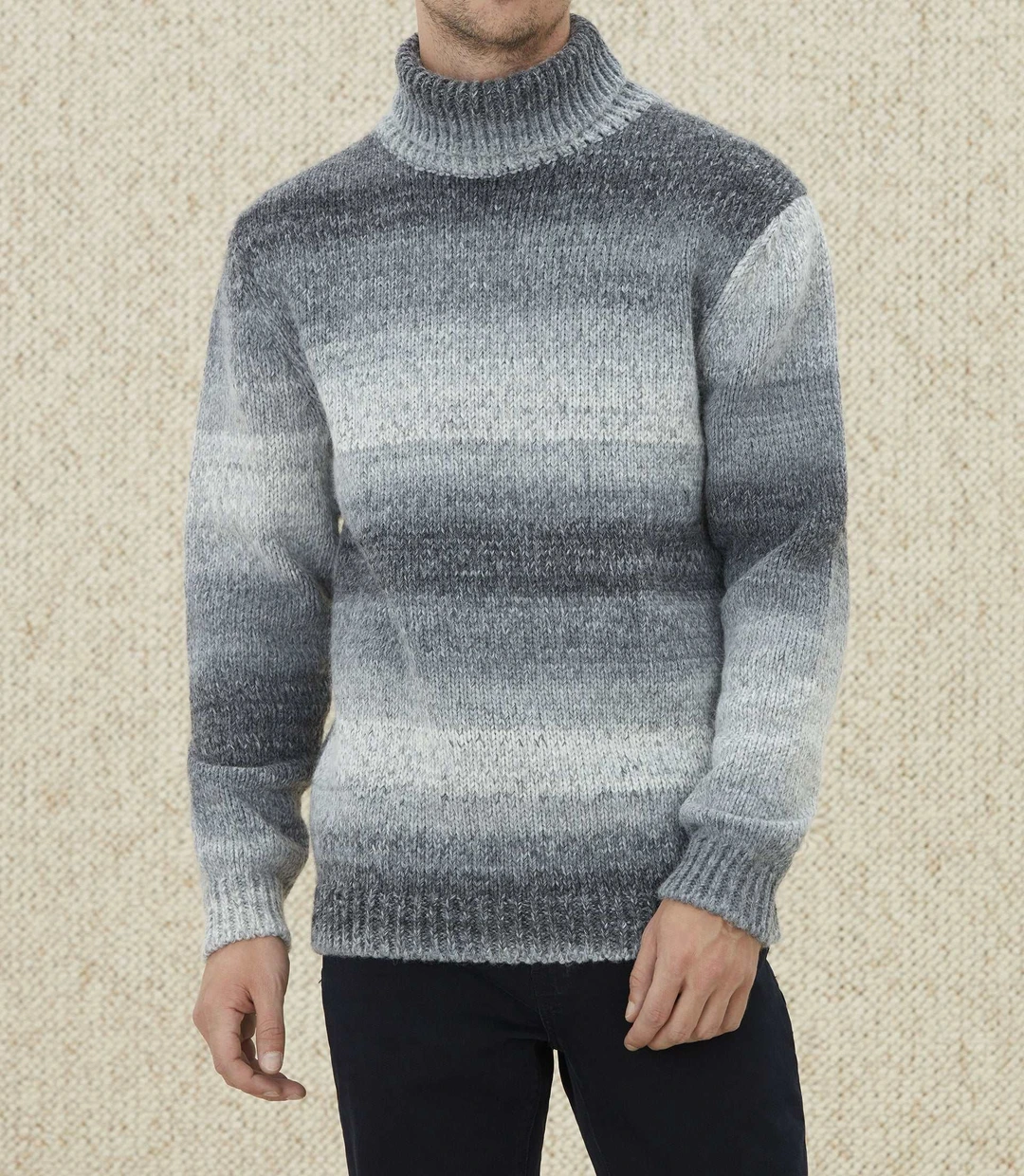 IZAC - Pull col roulé imprimé gris ''Lord''