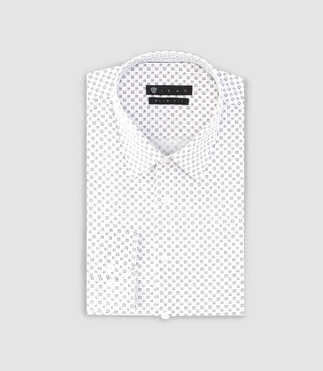 IZAC - Chemise imprimée micro motifs blanche et camel PAMPA