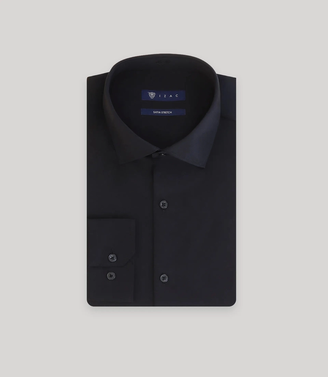 IZAC - Chemise ajustée en satin de coton noire