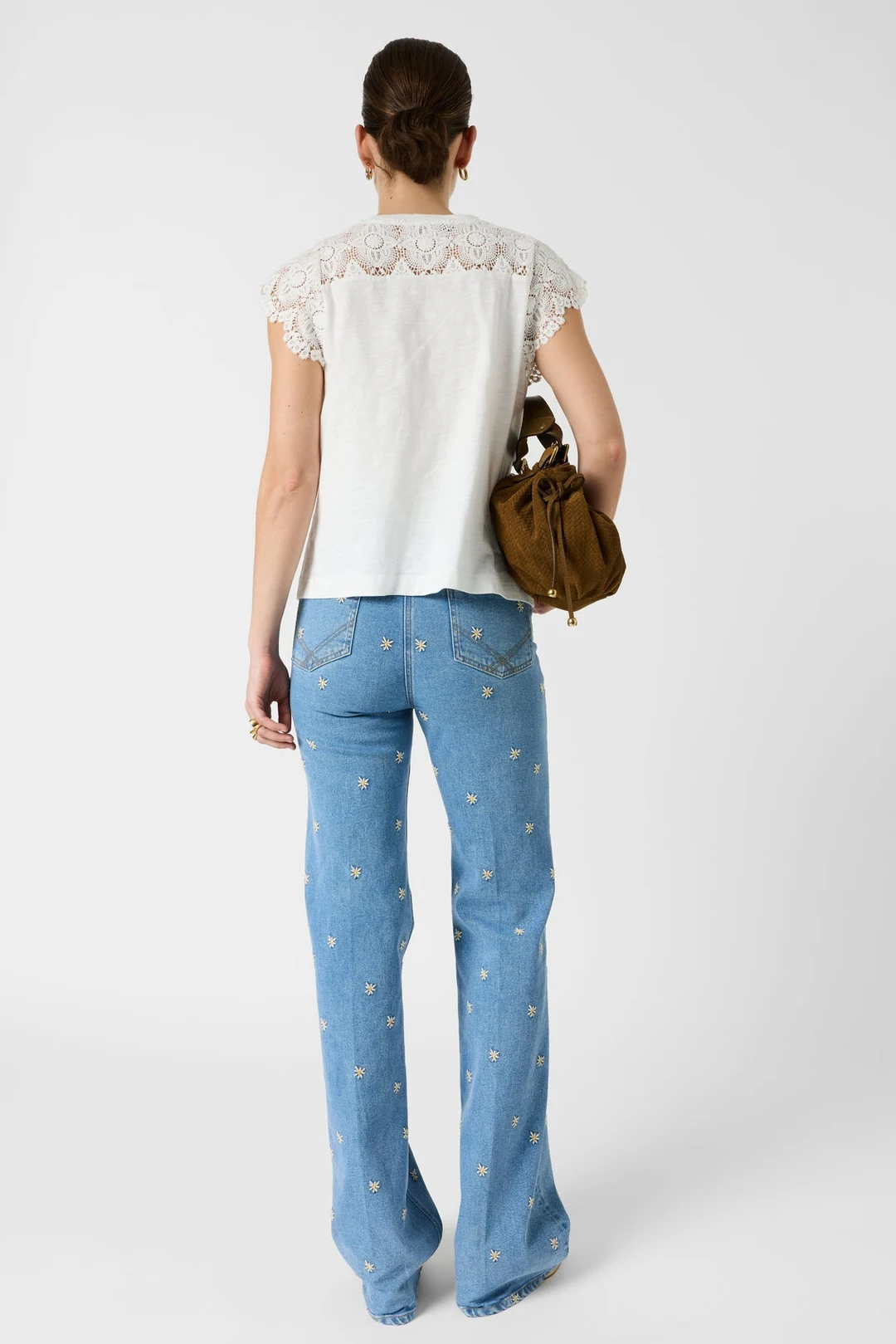 T-shirt en coton et dentelle - MISHAELLE - Blanc - 4