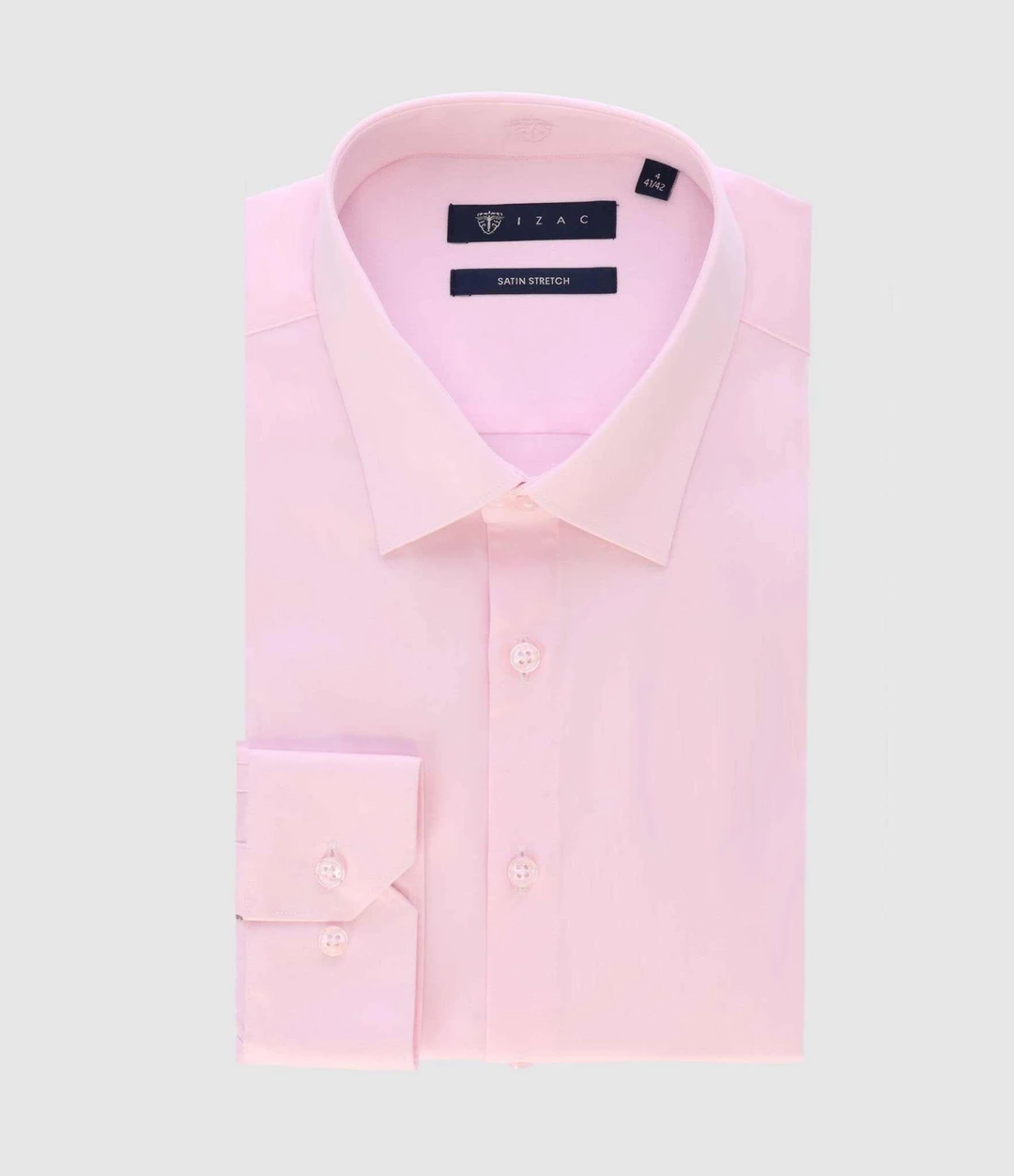 IZAC - Chemise en satin stretch rose STRETCHBS