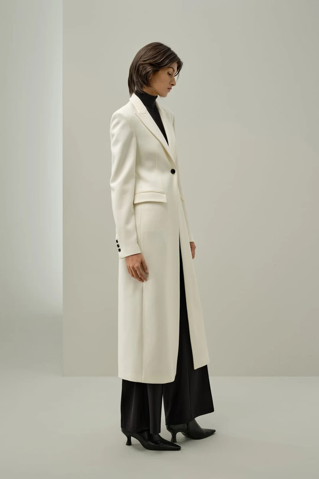 LILYSILK Manteau Femme Chic Tweed Soie Laine Ajusté Revers Déstructuré Blanc Naturel 36