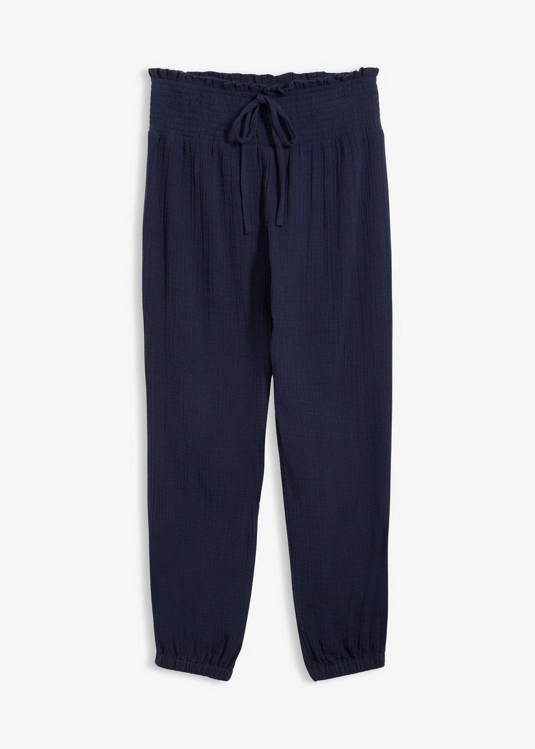 Pantalon en gaze de coton avec ceinture smockée