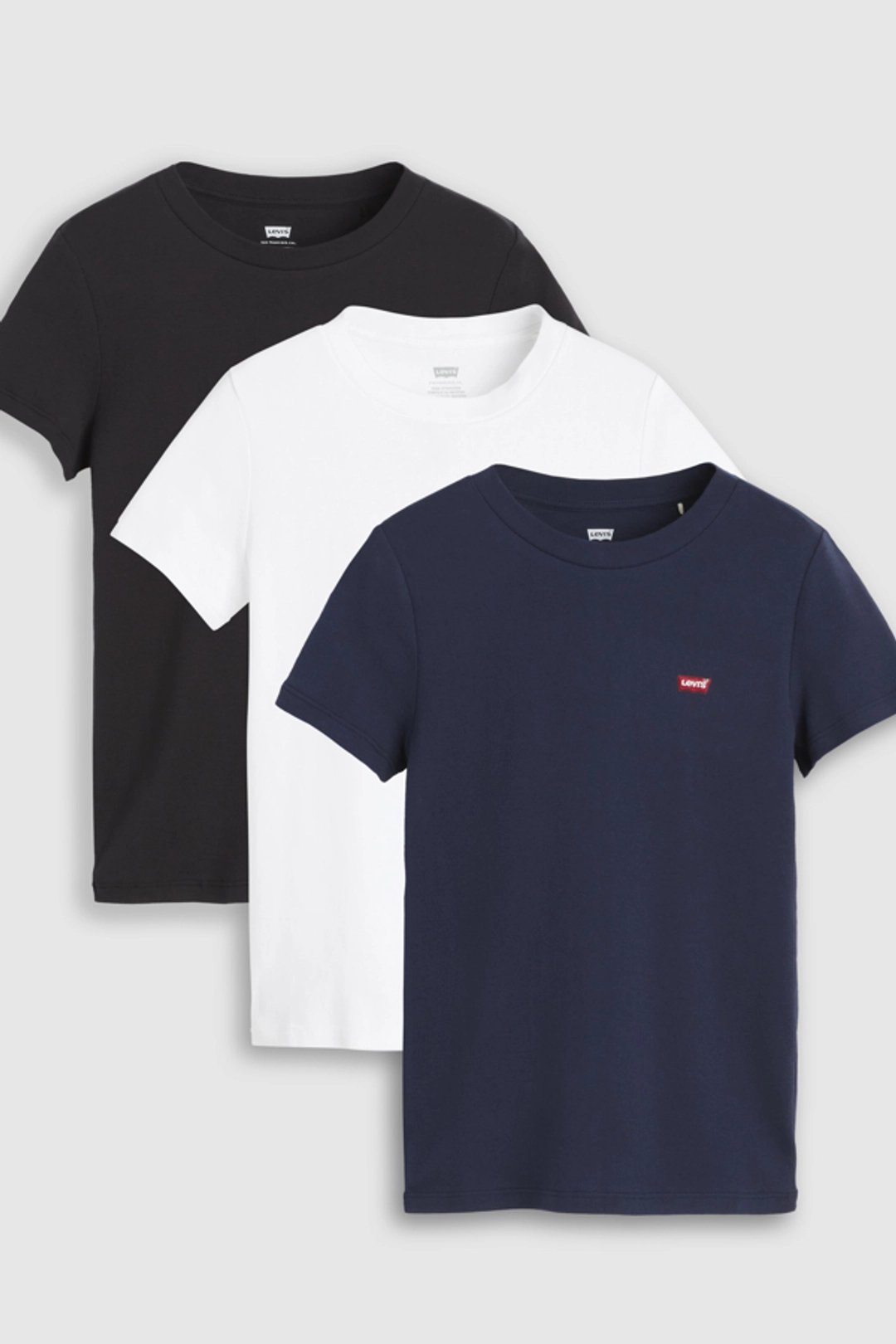 Levi's T Shirt Essential (lot De 3) - Femme - Multicolore / 3 Pack Tee Anthracite Night & White + & Peacoat - 2XS