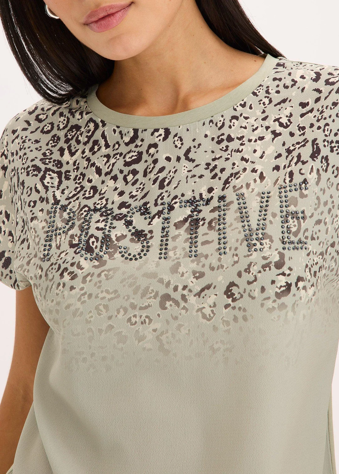 T-shirt à empiècement tissé et strass - 3