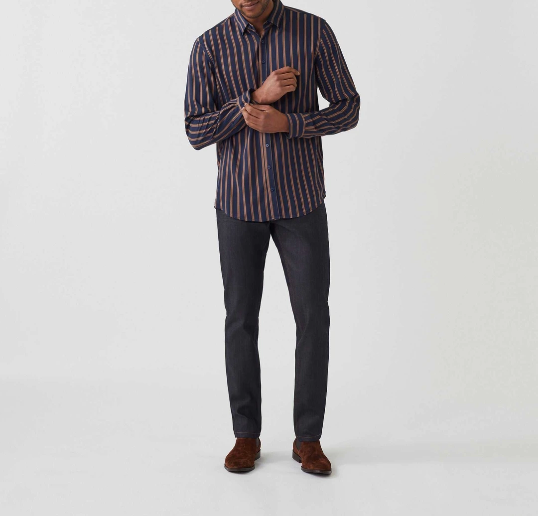 IZAC - Chemise casual marine-camel ''Amore''