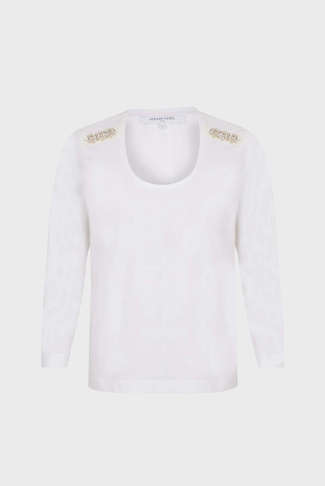 T-shirt col rond uni et diamants - ADONIS - Blanc - 8