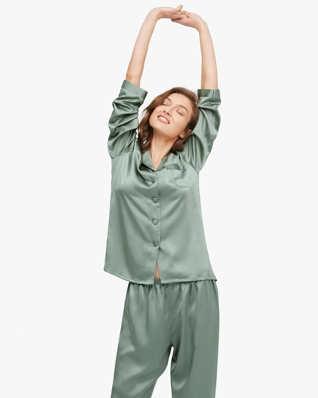 LILYSILK Pyjama Soie Noir Femme Noir Revers Crantés, Boutons Enveloppés De Soie 100% Soie Pure Maintient L'Hydratation Pour Mieux Dormir S