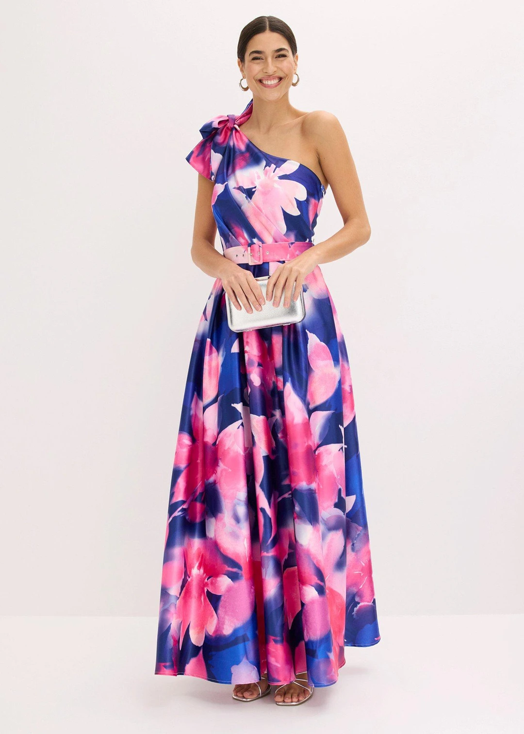 Robe asymétrique en satin brillant - 2
