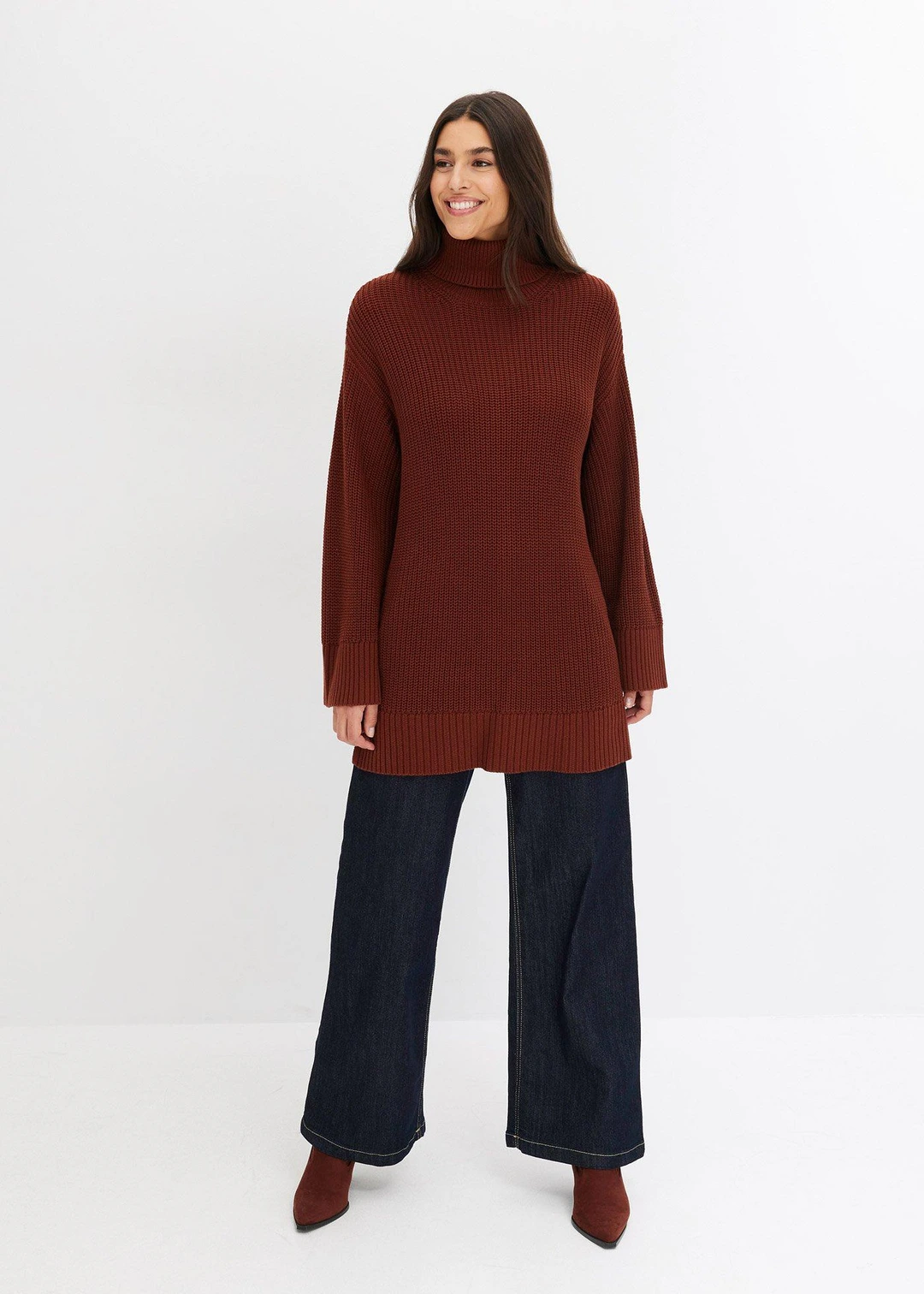 Pull col roulé oversize en coton mélangé - 2