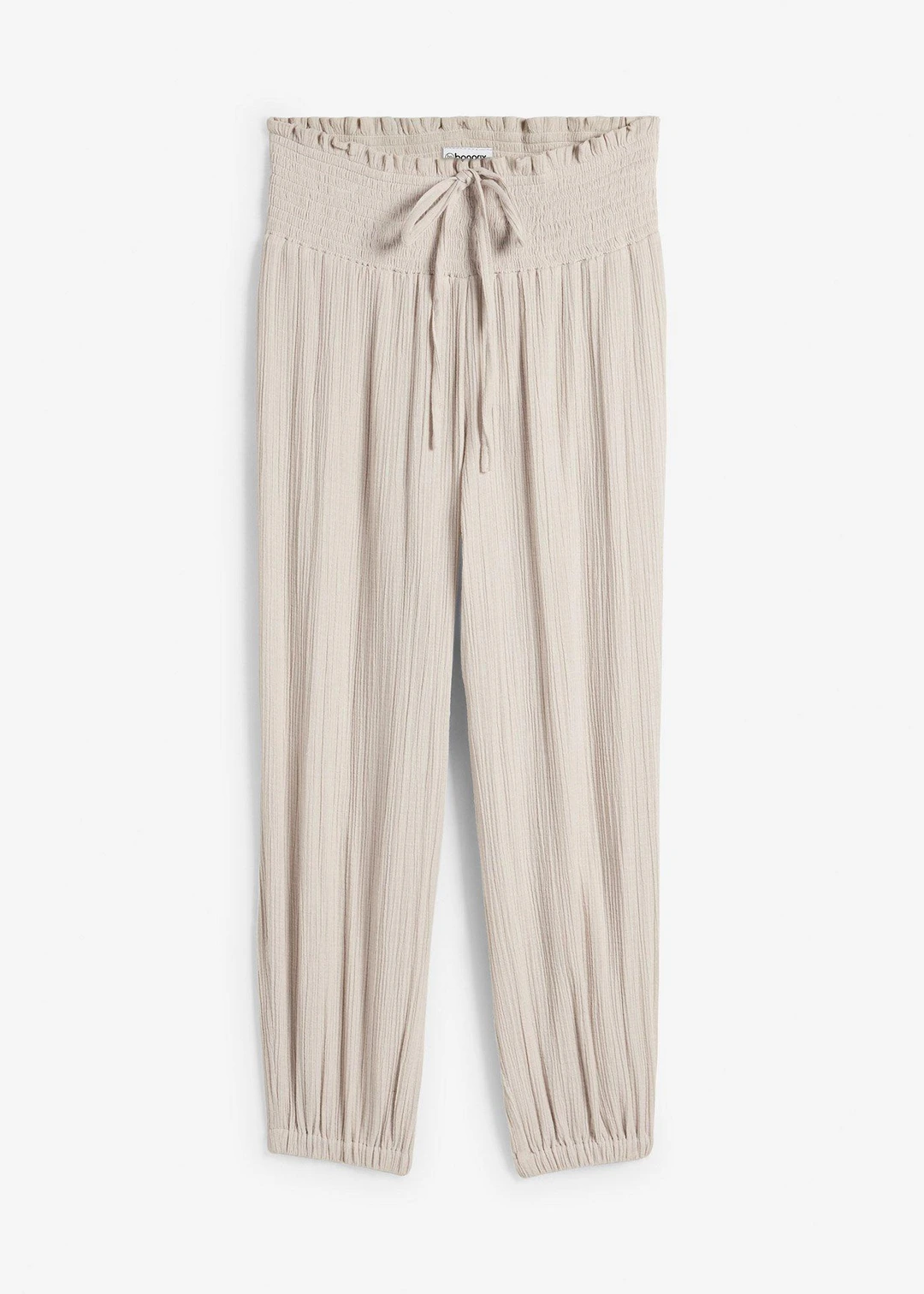 Pantalon en gaze de coton avec ceinture smockée