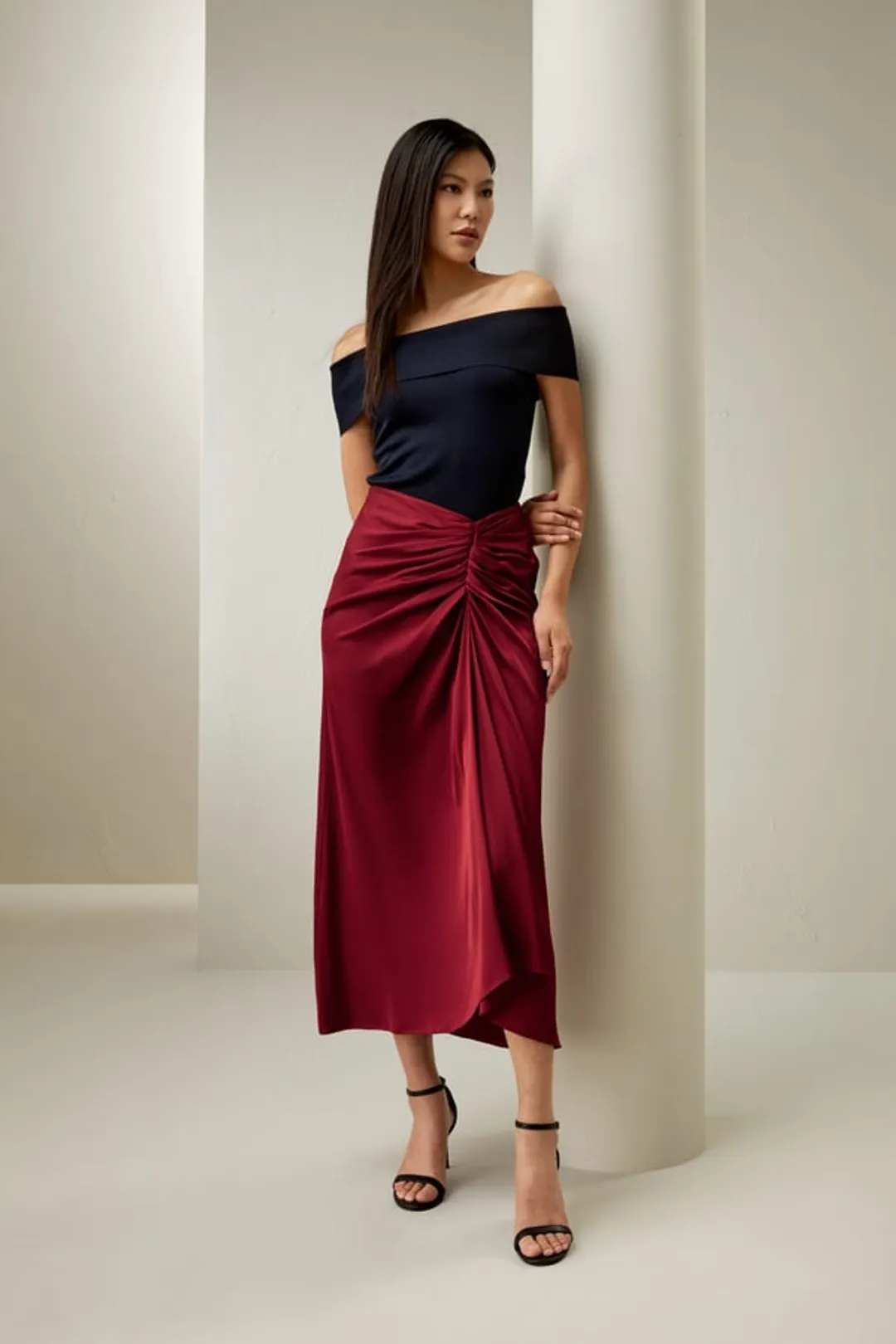 LILYSILK Top épaules dénudées soie Bleu Marine XS - 100% Soie Lavable, Élégant et Ajusté