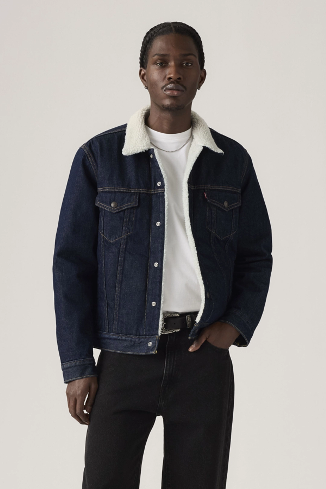 Levi's Veste Trucker Type III Sherpa - Homme - Bleu / Give It A Rinse Sherpa - 2XL - 2