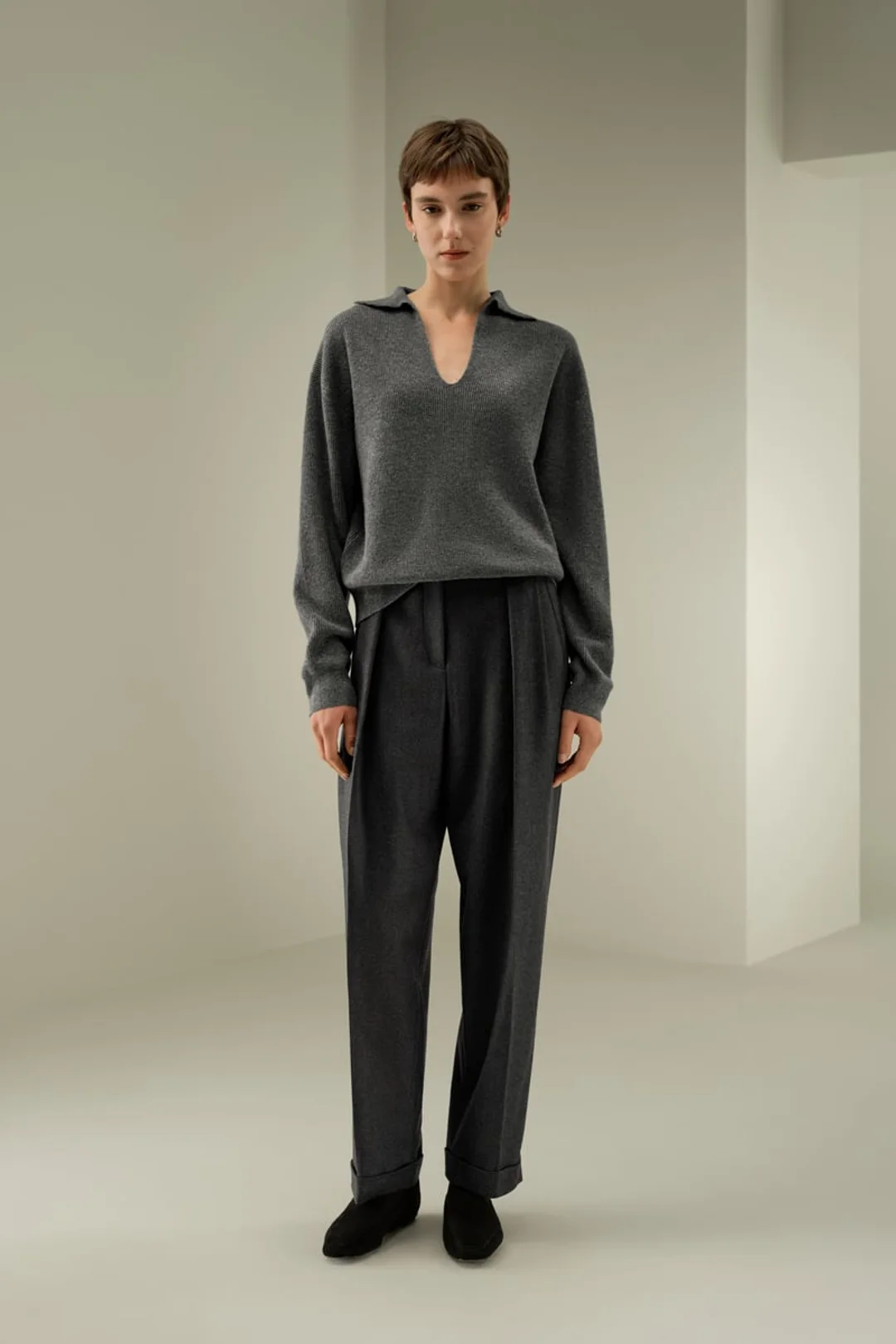 LILYSILK Pantalon Droit Femme Soie & Laine Truffe Noire 36 - Fluide & Élégant
