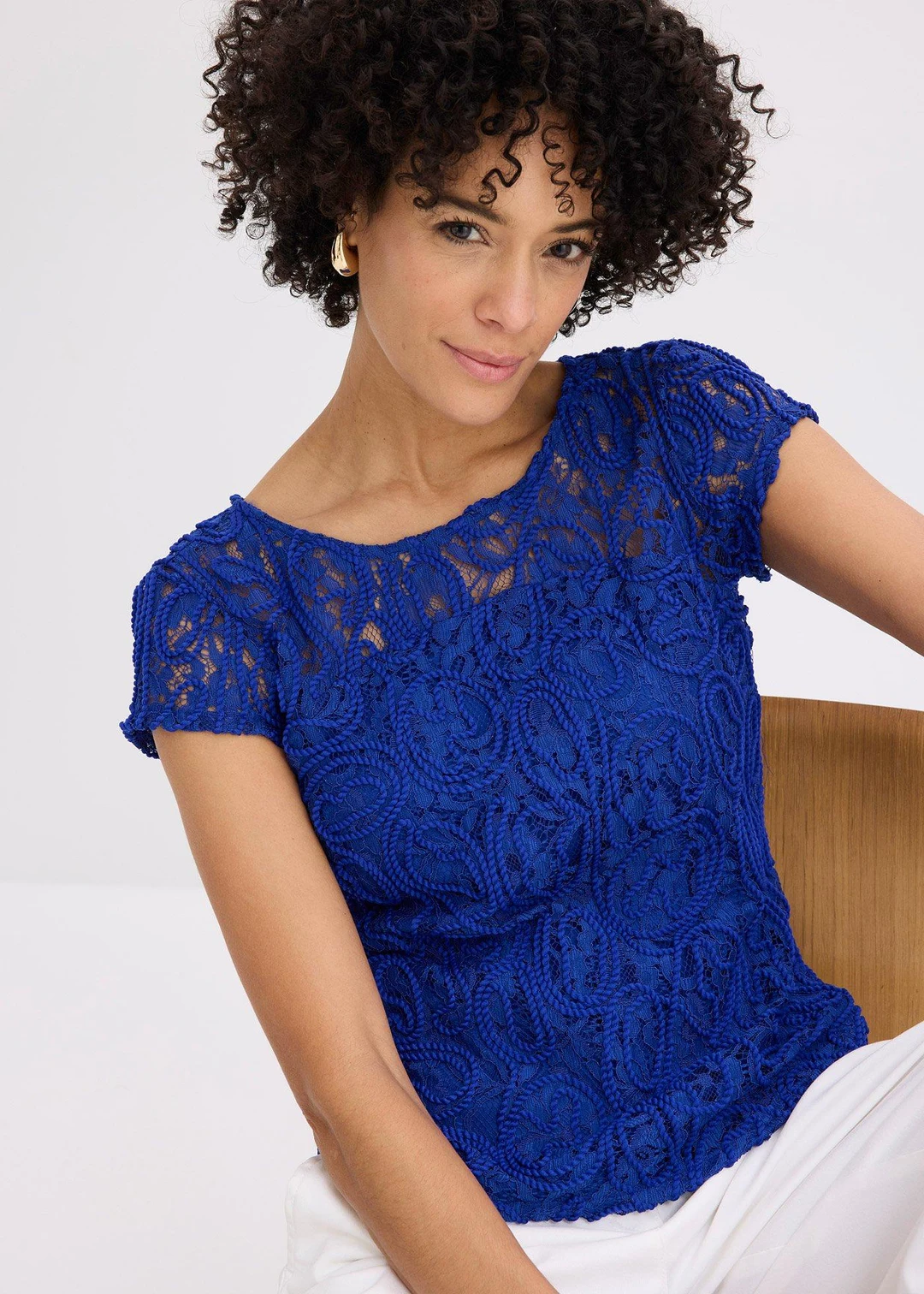 Blouse manches courtes en dentelle - 3