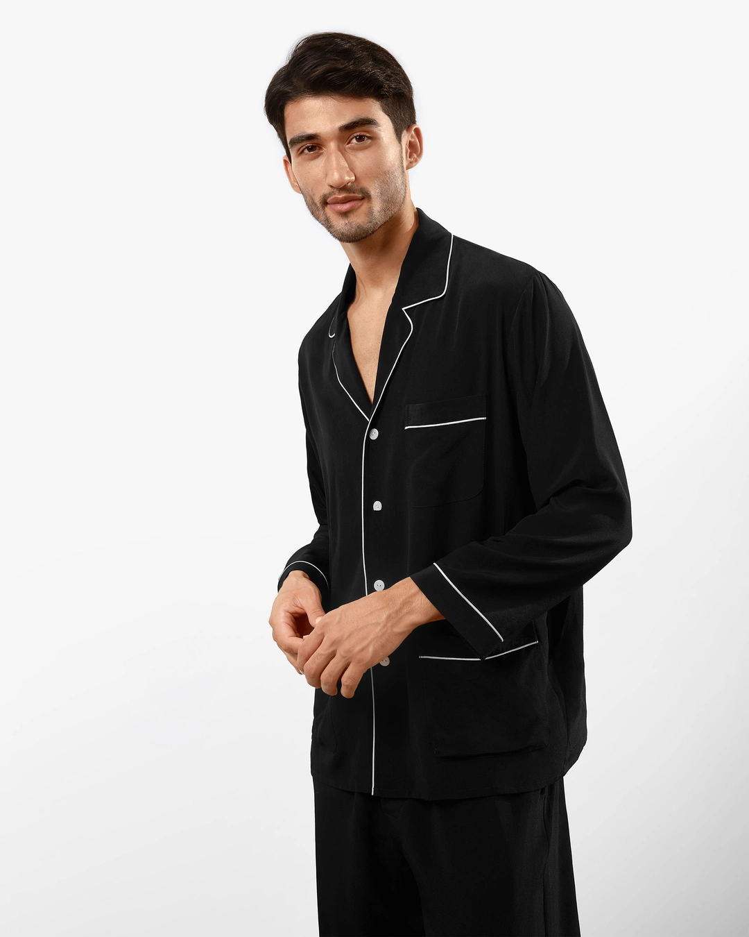LILYSILK Pyjama Soie Femme Col Revers Noir XXL - Crêpe de Chine Doux et Respirant
