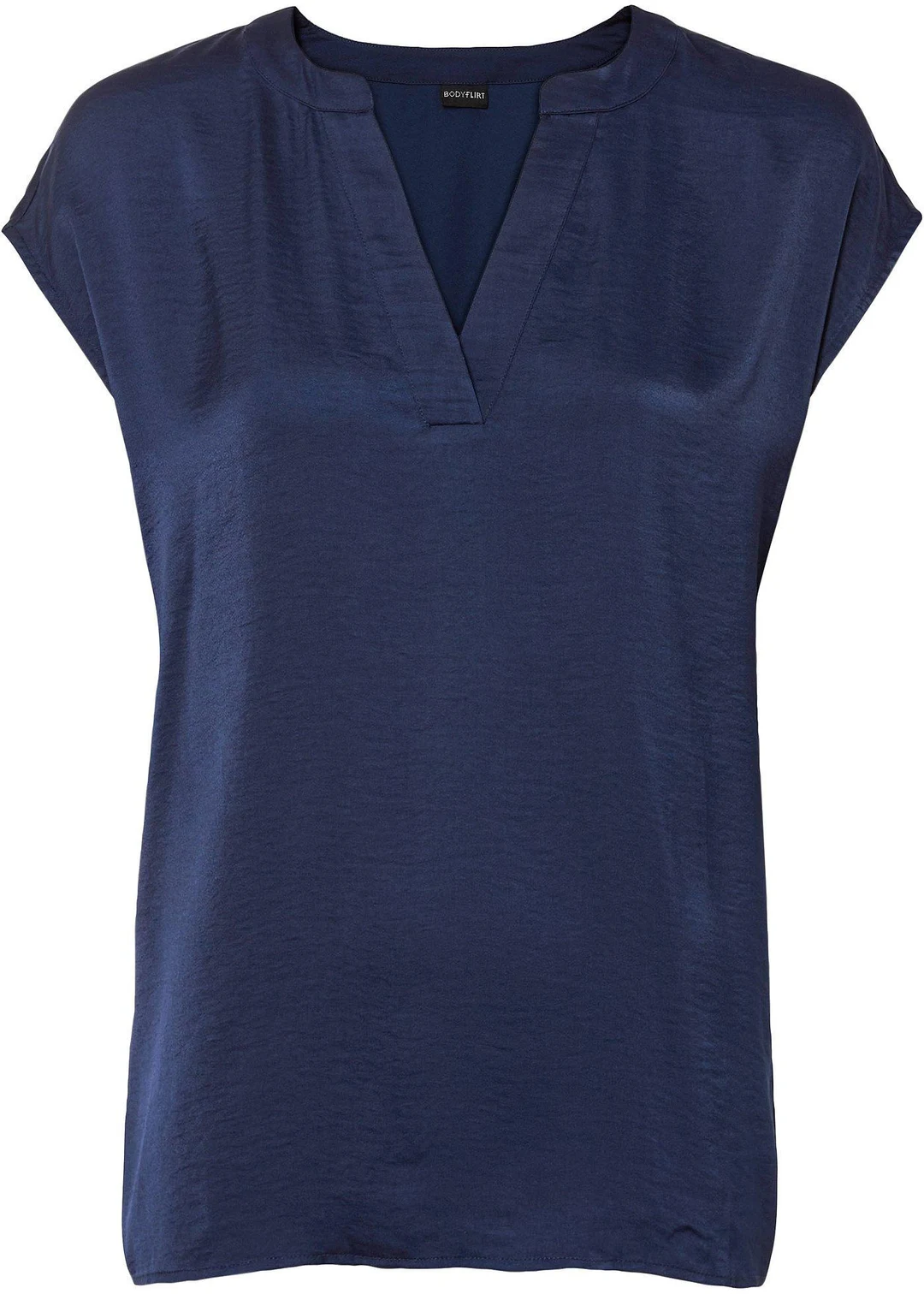 Blouse manches courtes ample en satin avec épaules descendues