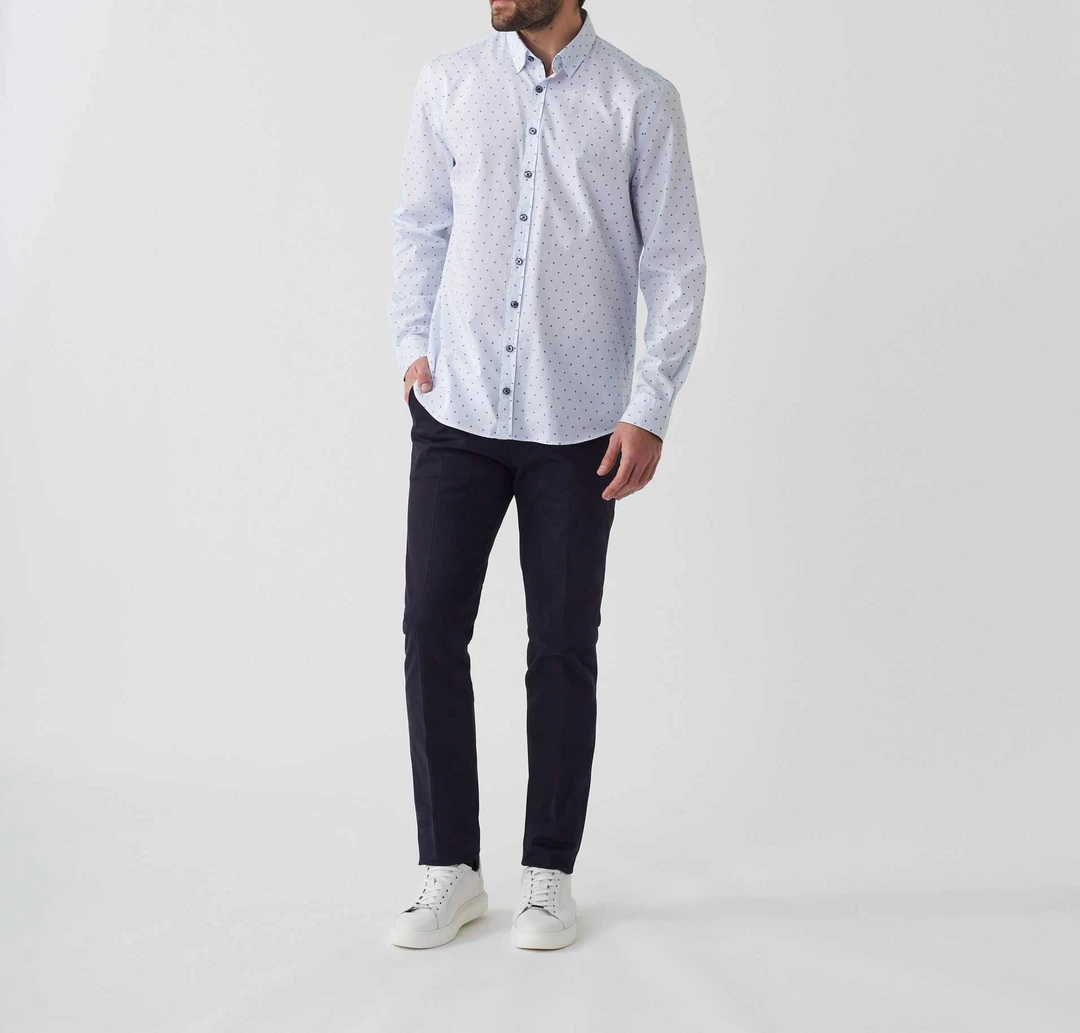 IZAC - Chemise casual imprimé blanc-marine ''Aissam''