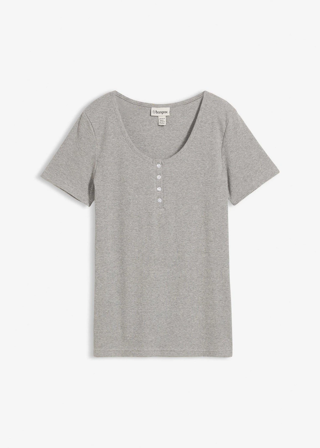T-shirt col tunisien, 100% coton