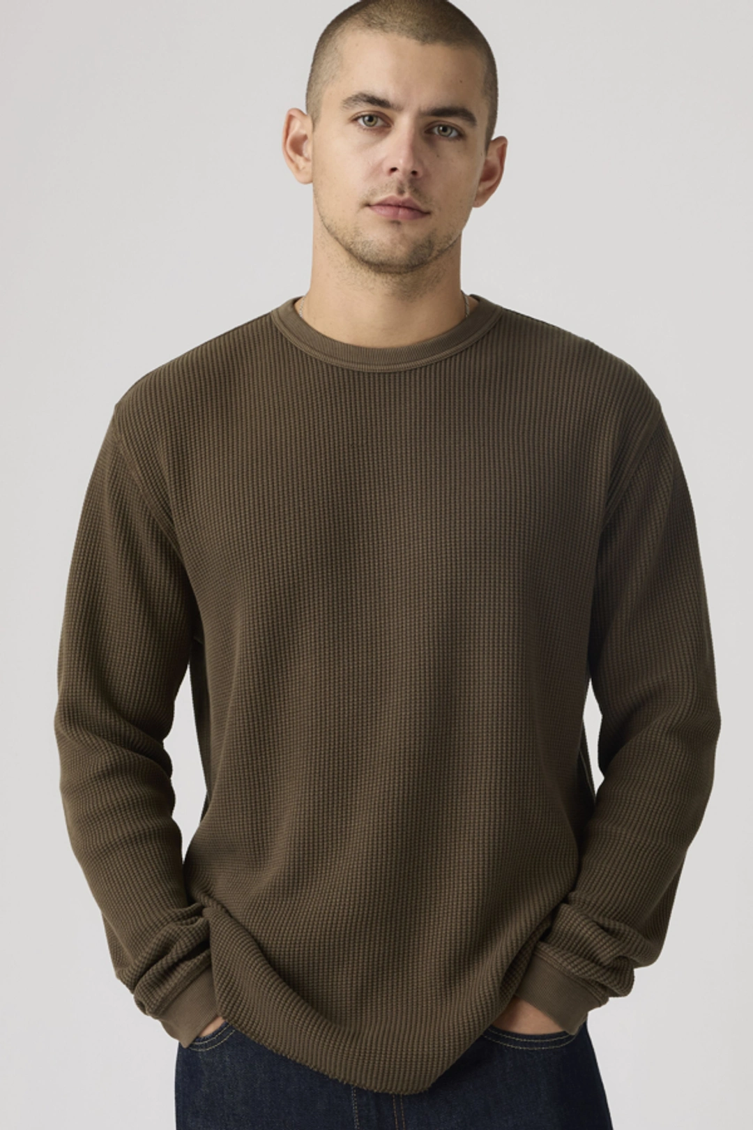 Levi's T Shirt Manche Longue Thermique Relaxed - Homme - Noir / Mineral Black Garment Dye Mineral Black - XL