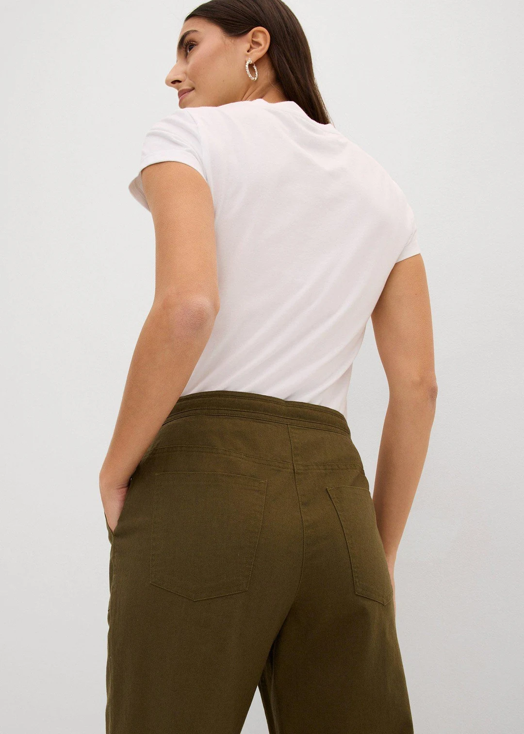 Pantalon 3/4 en lin majoritaire - 3