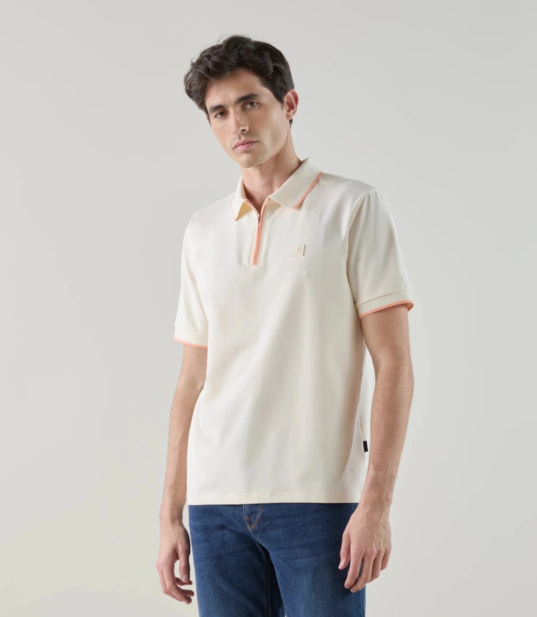 IZAC - Polo col zippé orange clair