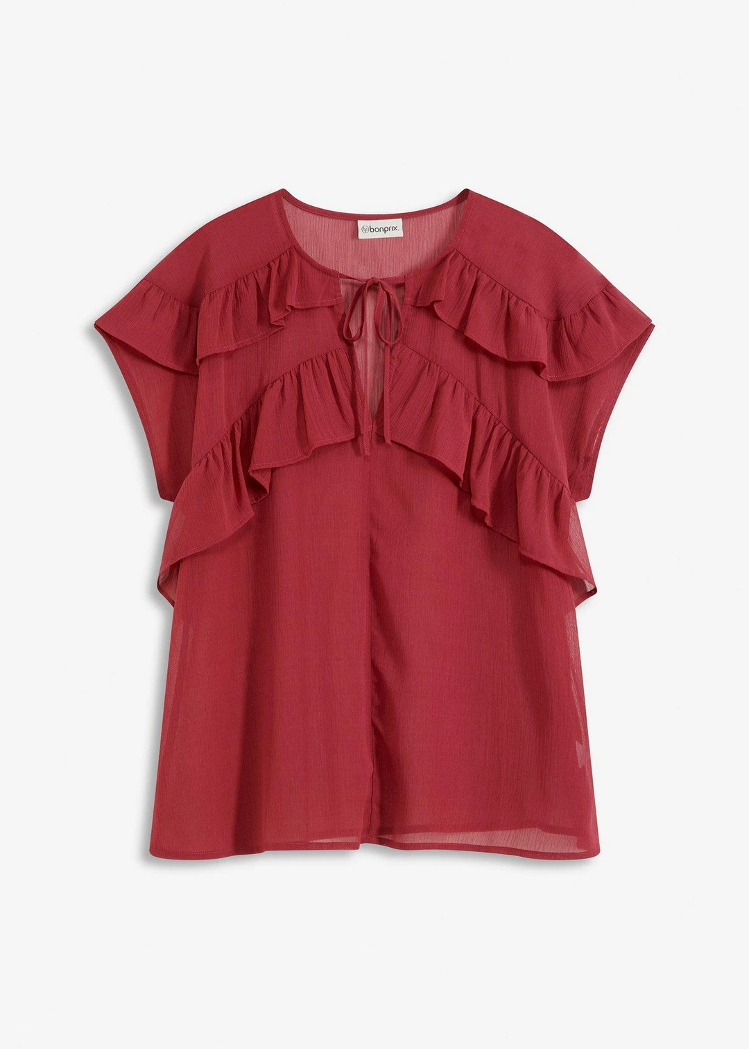Blouse en crêpe à volants