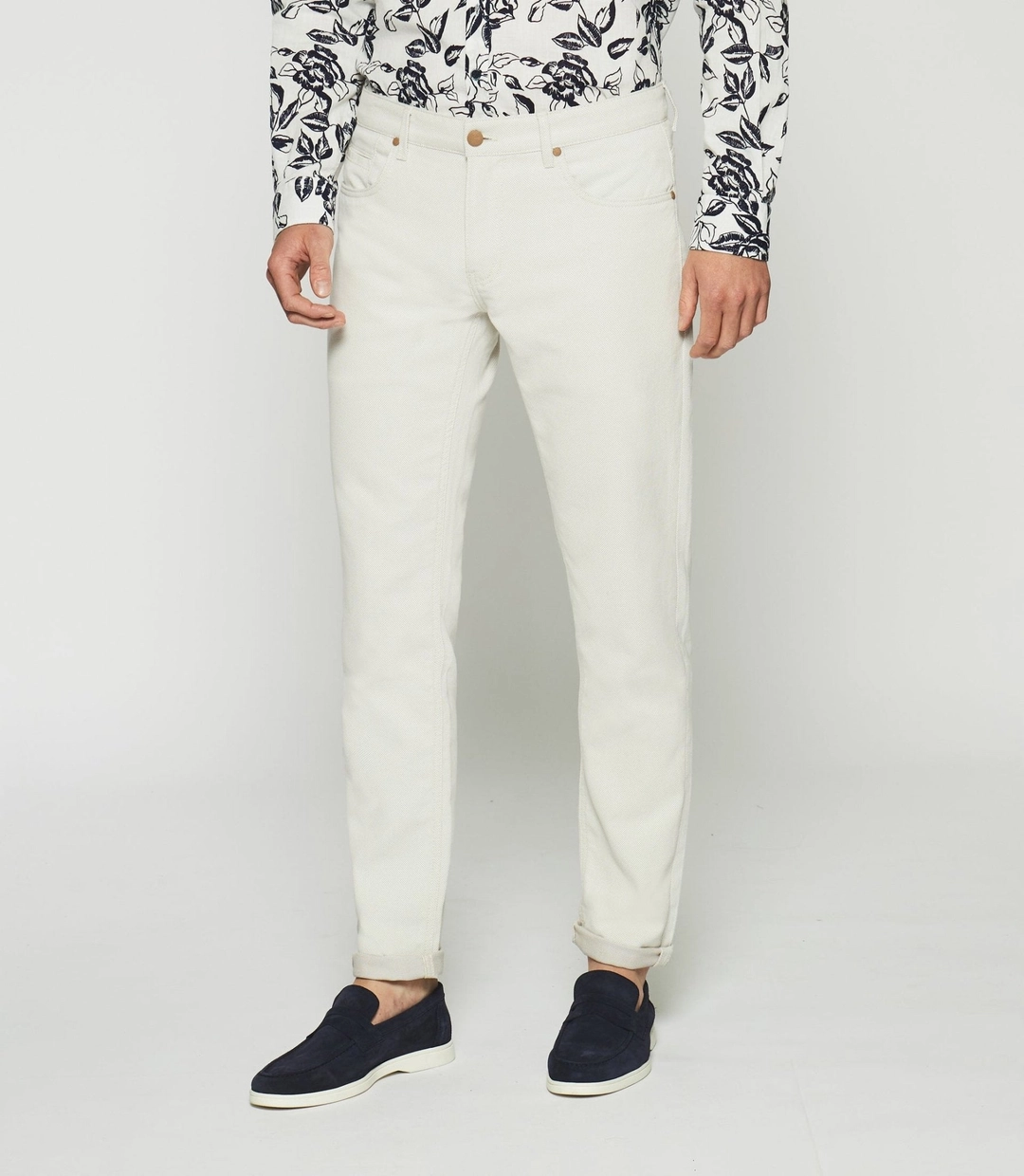 IZAC - Pantalon slim 5 poches urbain beige