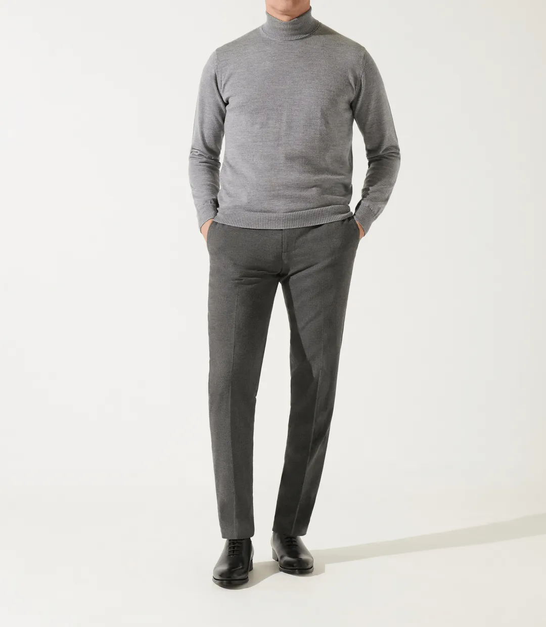 IZAC - Pull col roulé gris chiné 100% mérinos