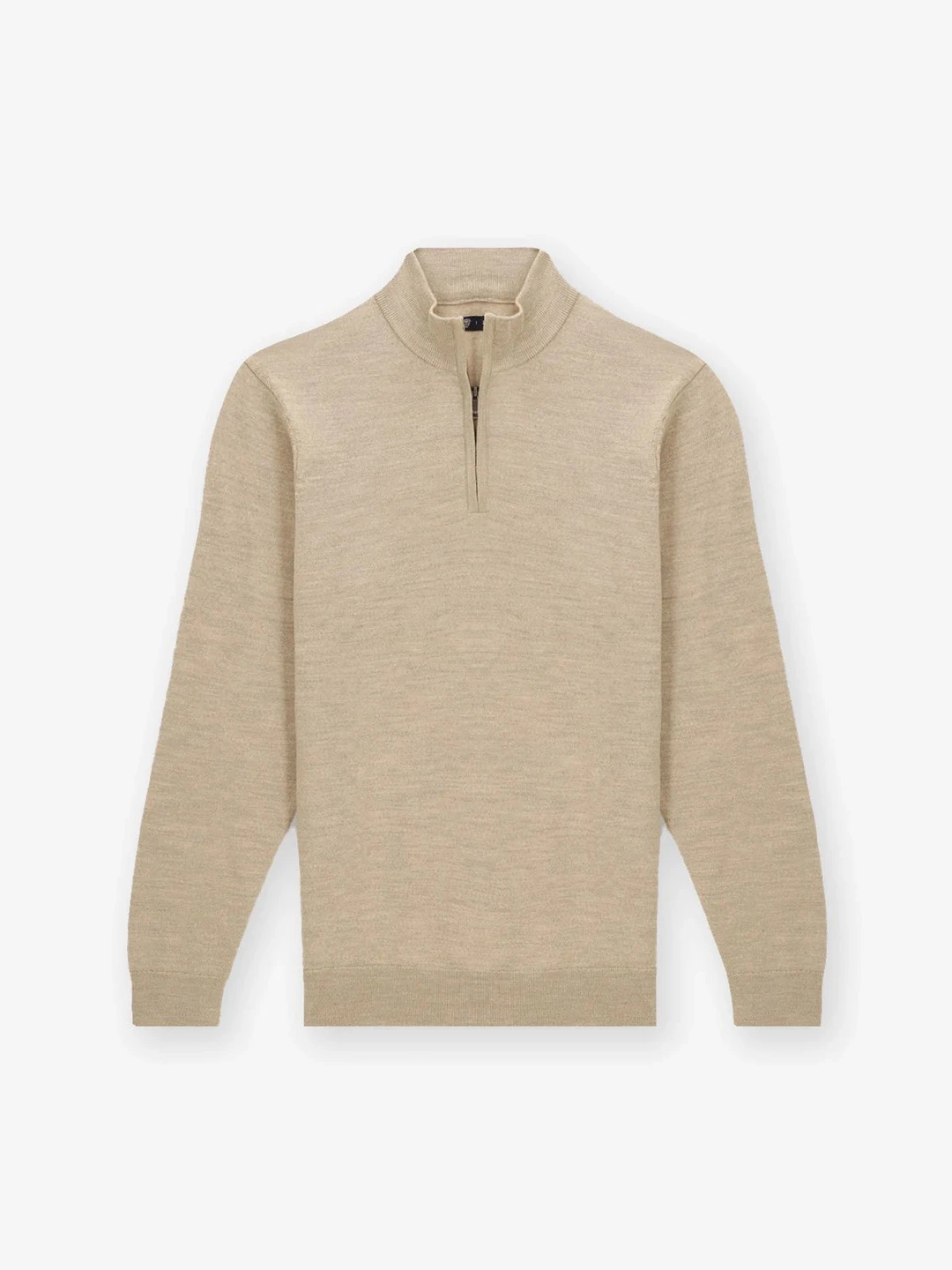 IZAC - Pull col zip beige foncé