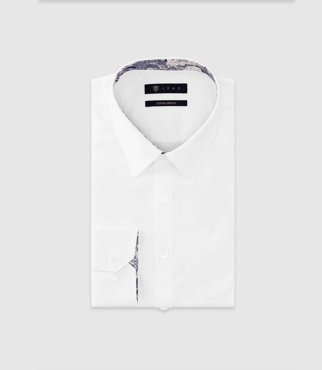 IZAC - Chemise uni garni BLANC