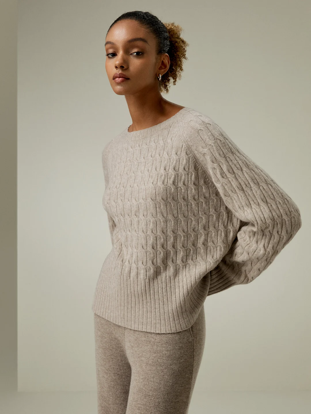 LILYSILK Pull Cachemire Femme Chameau XS | Maille Torsadée Douce et Chaude | 100% Cachemire
