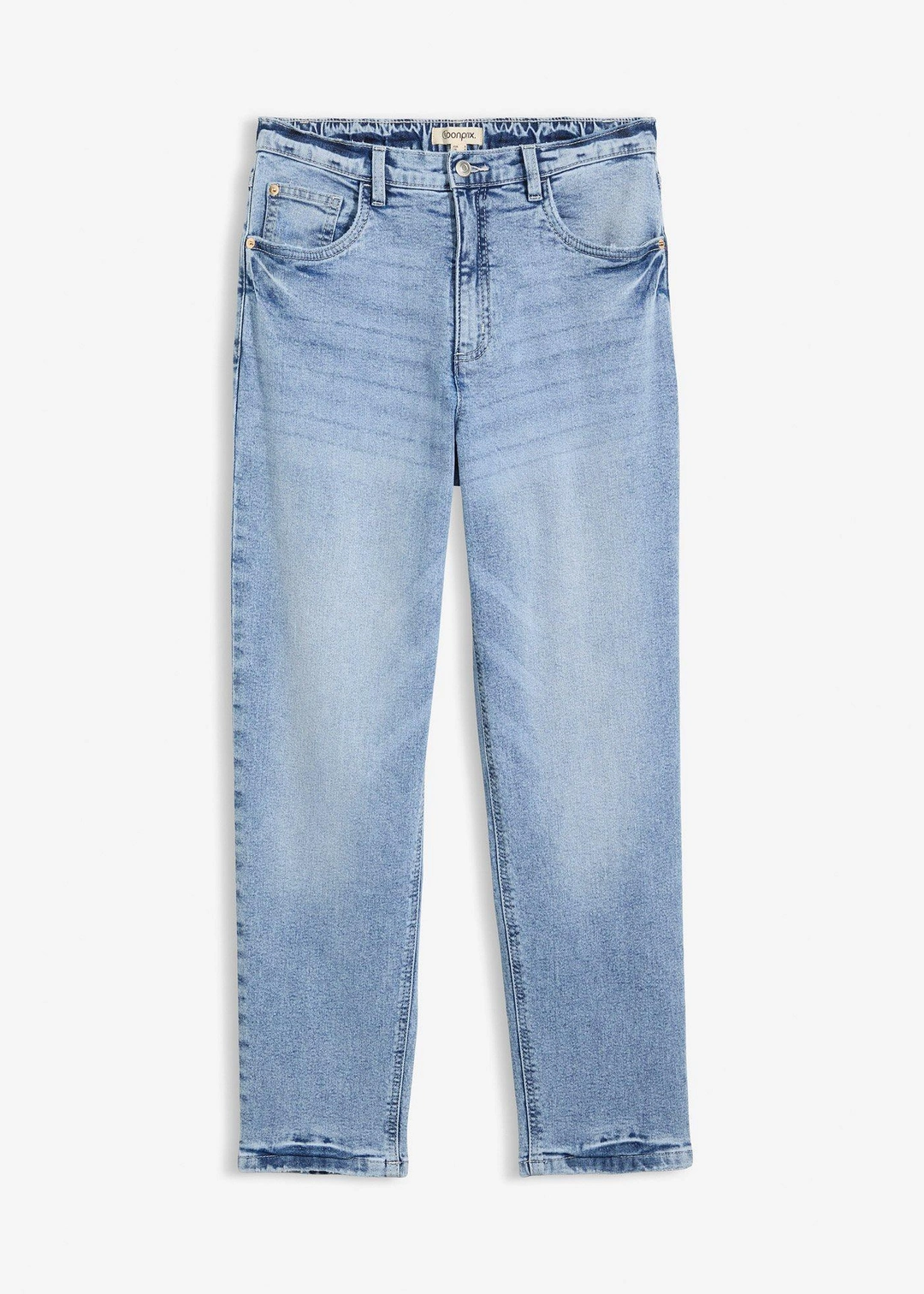 Jean mom taille haute, peu extensible, cropped