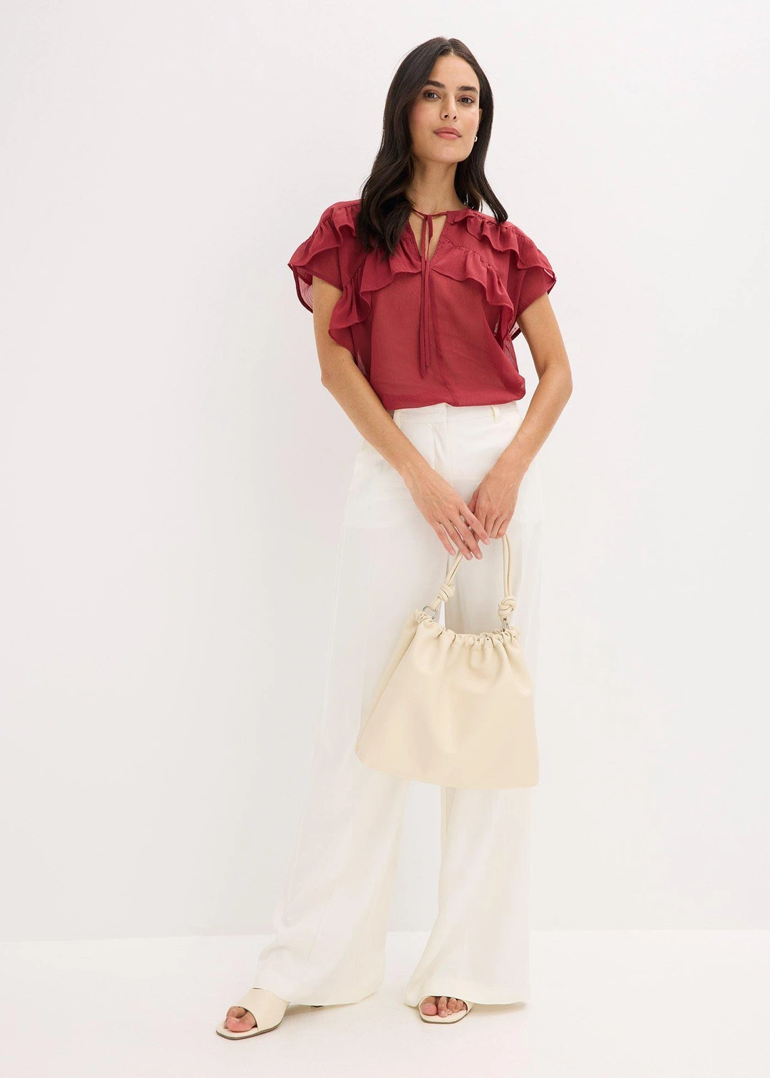 Blouse en crêpe à volants - 2