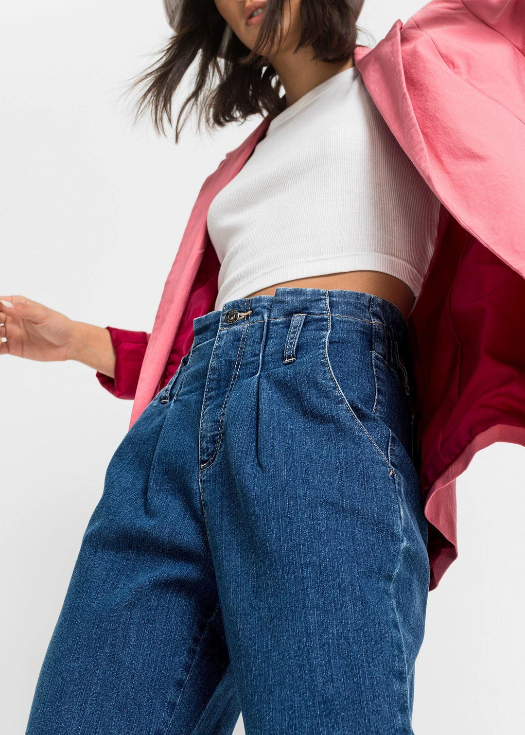 Jean mom extensible, taille haute - 3