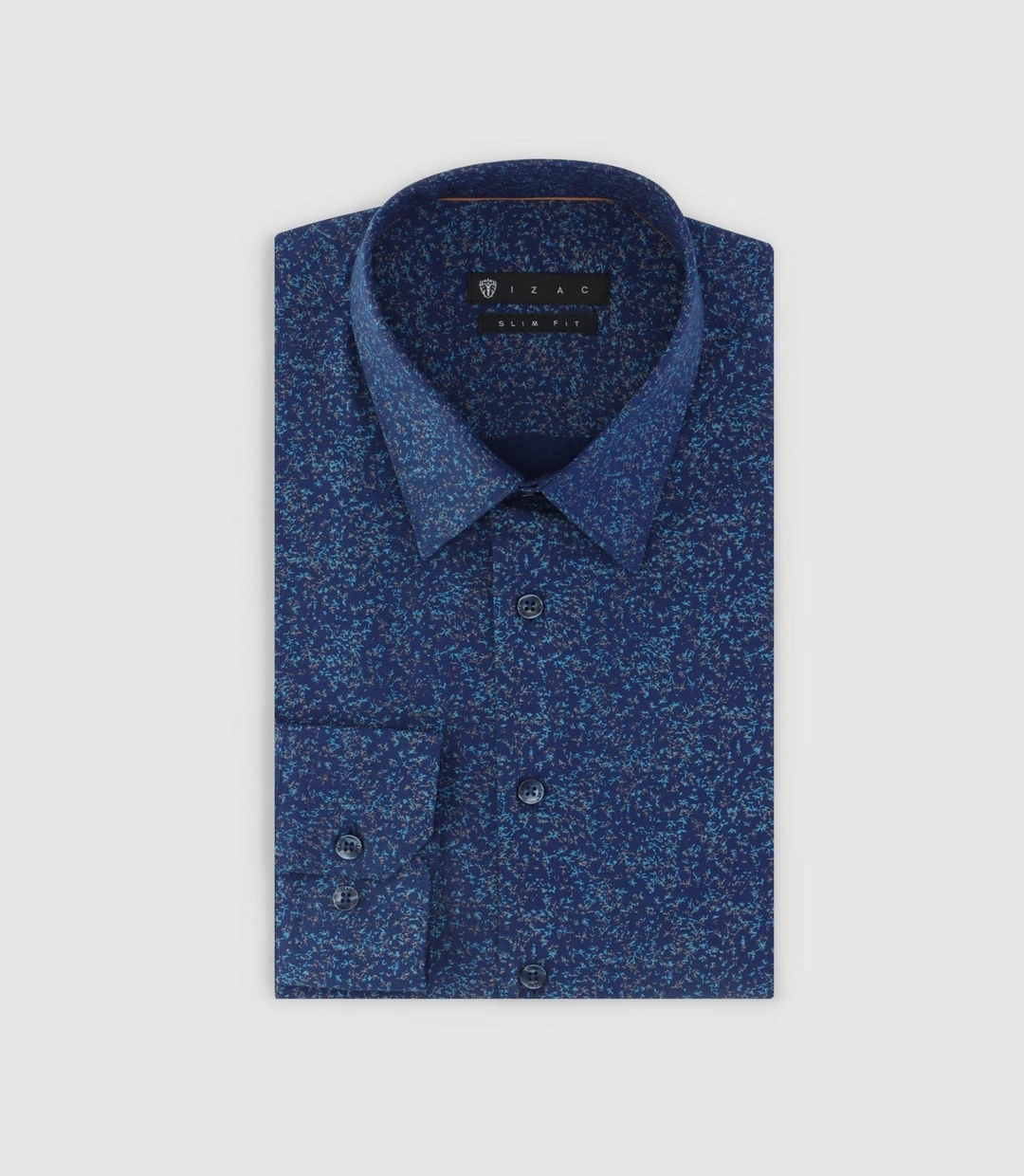IZAC - Chemise imprimée micro motifs marine et beige PENTI