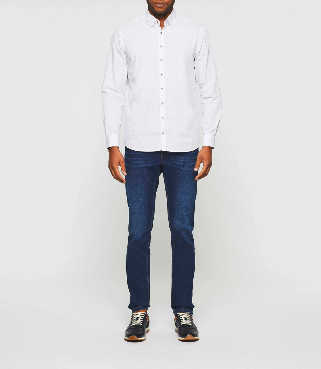 IZAC - Chemise casual camel et blanche ''Kelly''