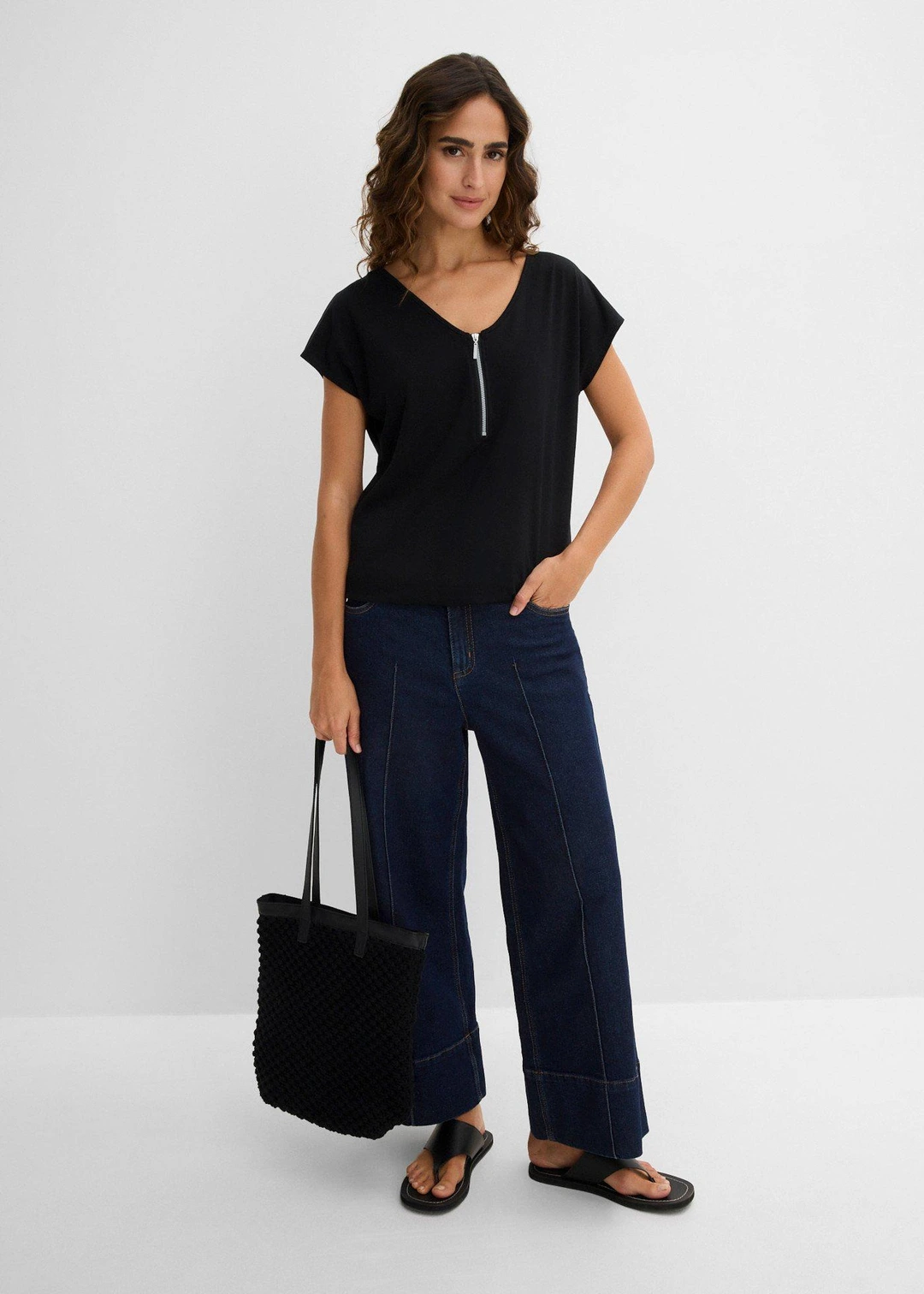 T-shirt avec zip, manches courtes - 2